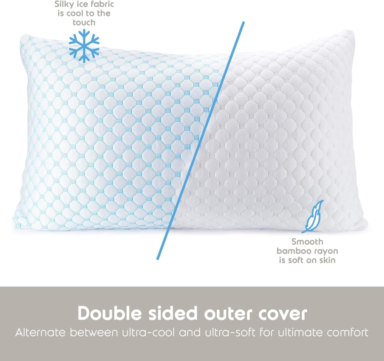 TARODEA Cooling Pillows Queen Size Set of 2, Memory Foam Pillows with Zipper, Adjustable Firmness for Sleeping Cool Cold Pillow to Hot, Side, Back and Stomach Sleepers (Queen 51X76Cm) image number 1