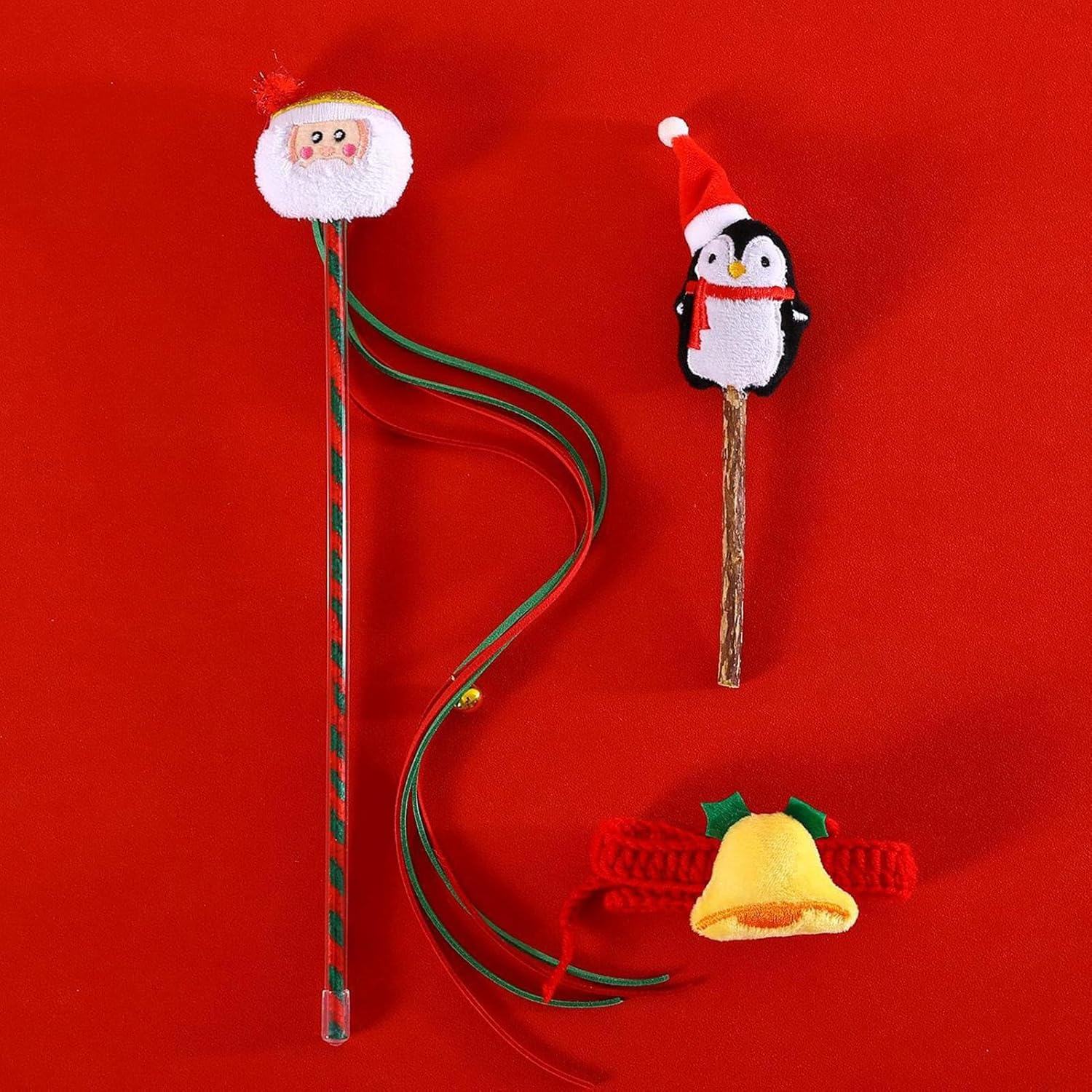 Cat Teaser Stick - Interactive Cat Toy - Portable Cat Wand Toys for Small Cat Pet Biting Chewing and Playing image number 1