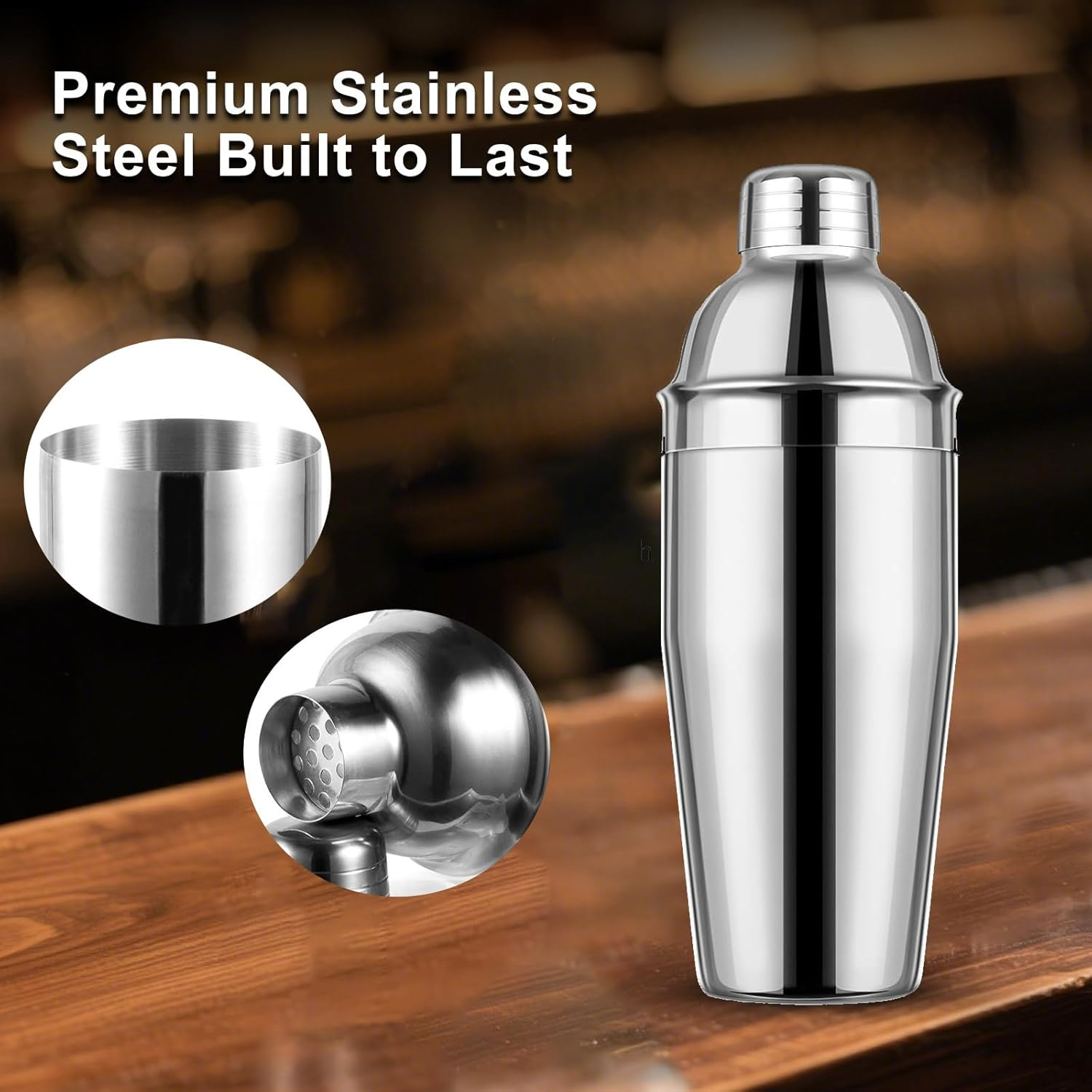 Cocktail Shaker Set Bartender Kit, Bar Tools Set with Martini Shaker (750Ml), Muddler, Strainer, Jigger, Spoon & Recipe Book, Bartending Kit Drink Mixers for Home Bar, Parties and Gifts (9 Pcs)