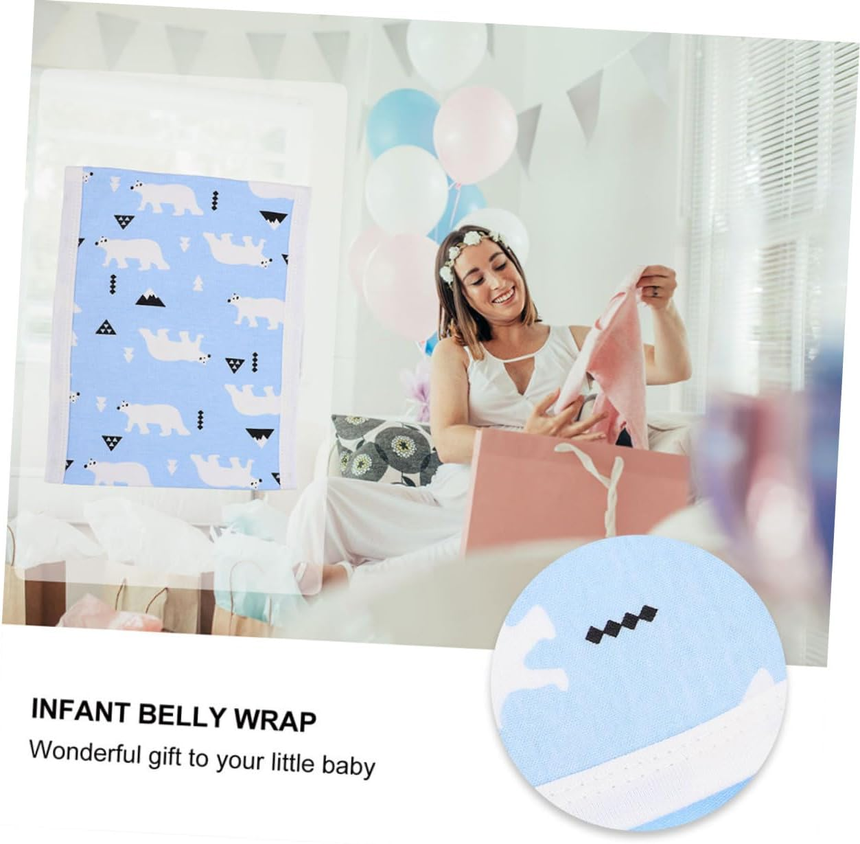 SAFIGLE Newborn Infant Belly Band Cotton Navel Wrap Baby Belly Button Cover Portable Cord Belt for Baby Supplies Autumn Winter 80 Size Arctic Blue image number 2