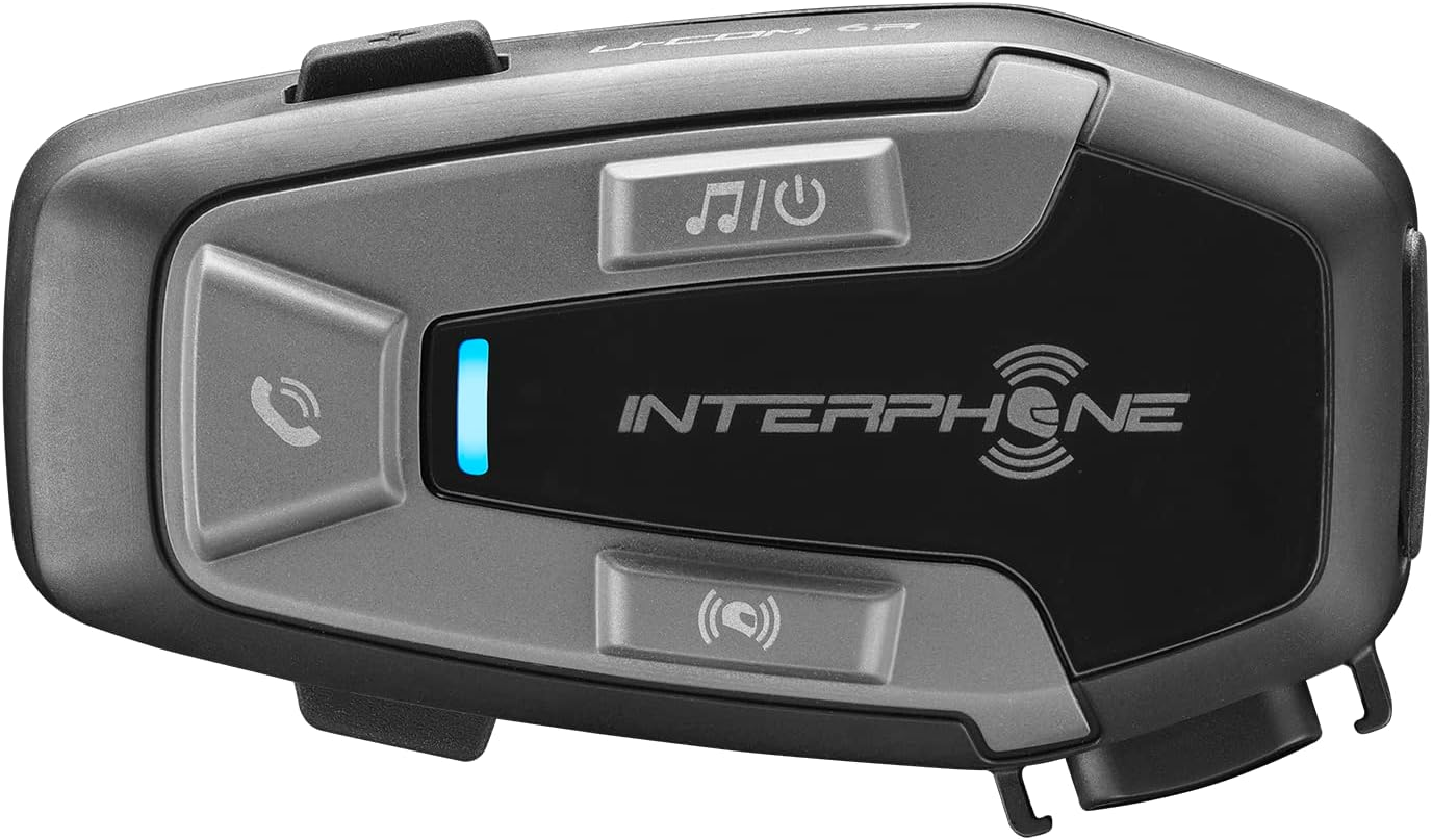 Interphone U-Com 6R - Single Pack - Removable Bluetooth 5.2 Motorcycle Intercom and Built-In Battery, 15 Hours Autonomy, 1 Km Motorcycle, TFT image number 1