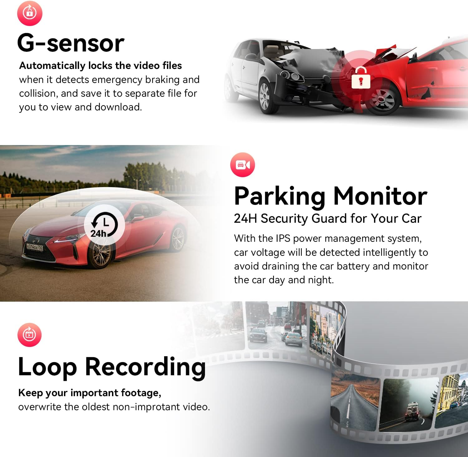 DDPAI Dash Cam Front and Rear Camera 4K, Dash Camera with Built-In GPS Wifi,2160P Front,1080P Rear,Car Camera with IMX415 Sensor,Super Night Vision,Dual Storage Design,24H Parking Mode, G-Sensor, Z50 image number 4