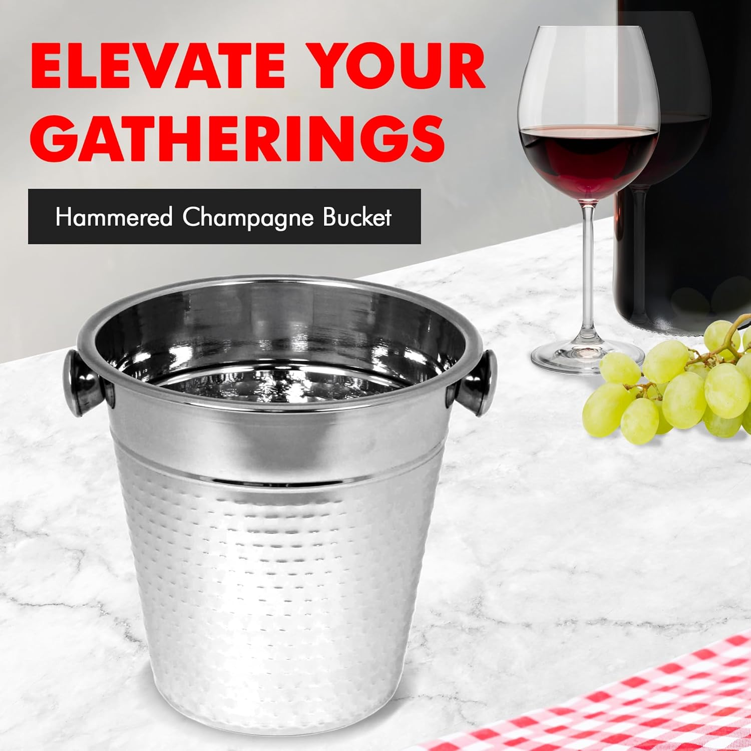 Chef Craft Hammered Champagne Bucket, 4 Quart, Stainless Steel image number 2