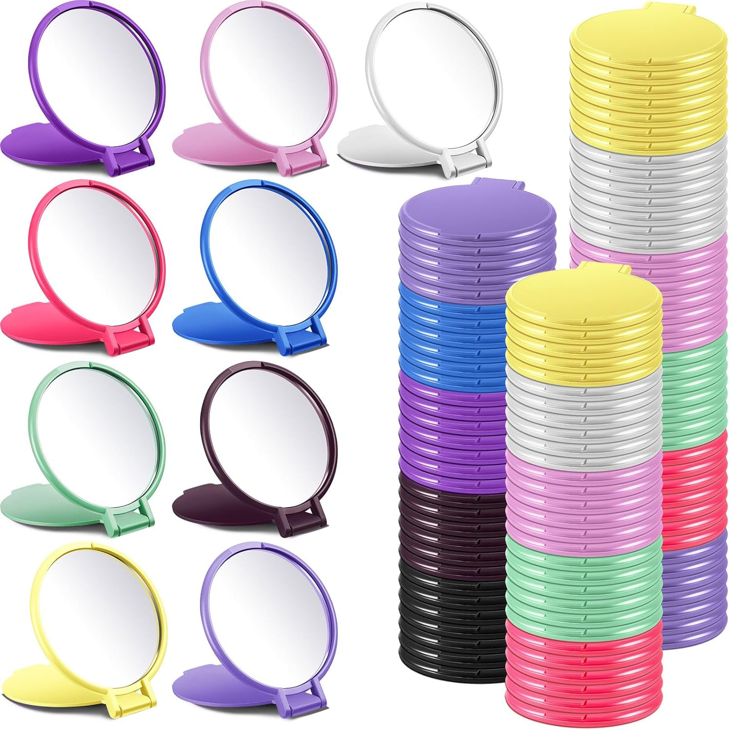 Juexica 180 Pcs Compact Mirror Bulk for Women Mini Folding Mirror Portable Pocket Makeup round Small Vintage Travel for Cosmetic Purse Bag Gifts Mom Daily Use (Classic Colors)