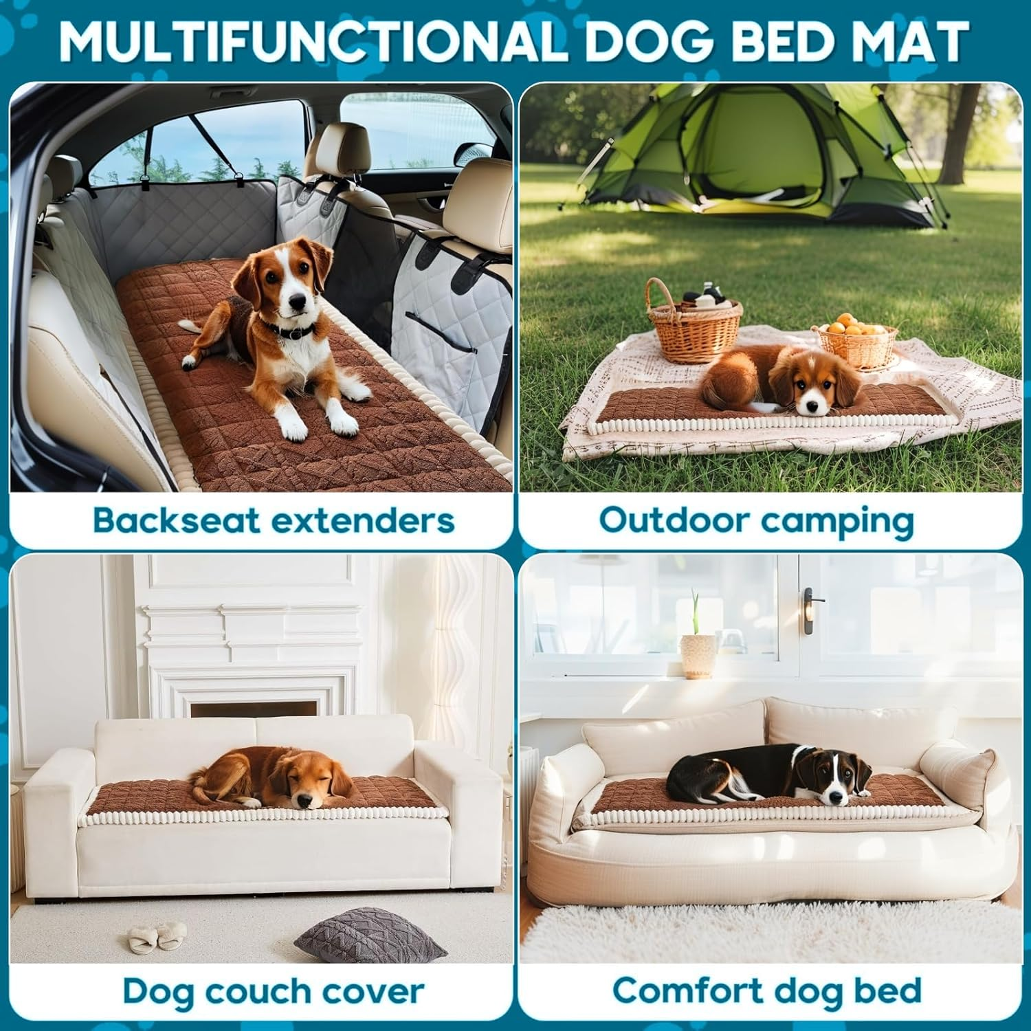 Backseat Pet Bed Mat, Plaid Dog Bed for Car Back Seat, Furry Cat Covers for Loveseats, Non-Slip Travel Dog Bed, Custom Fit for Backseat Extenders and Seat Covers (63X135 Cm) image number 3