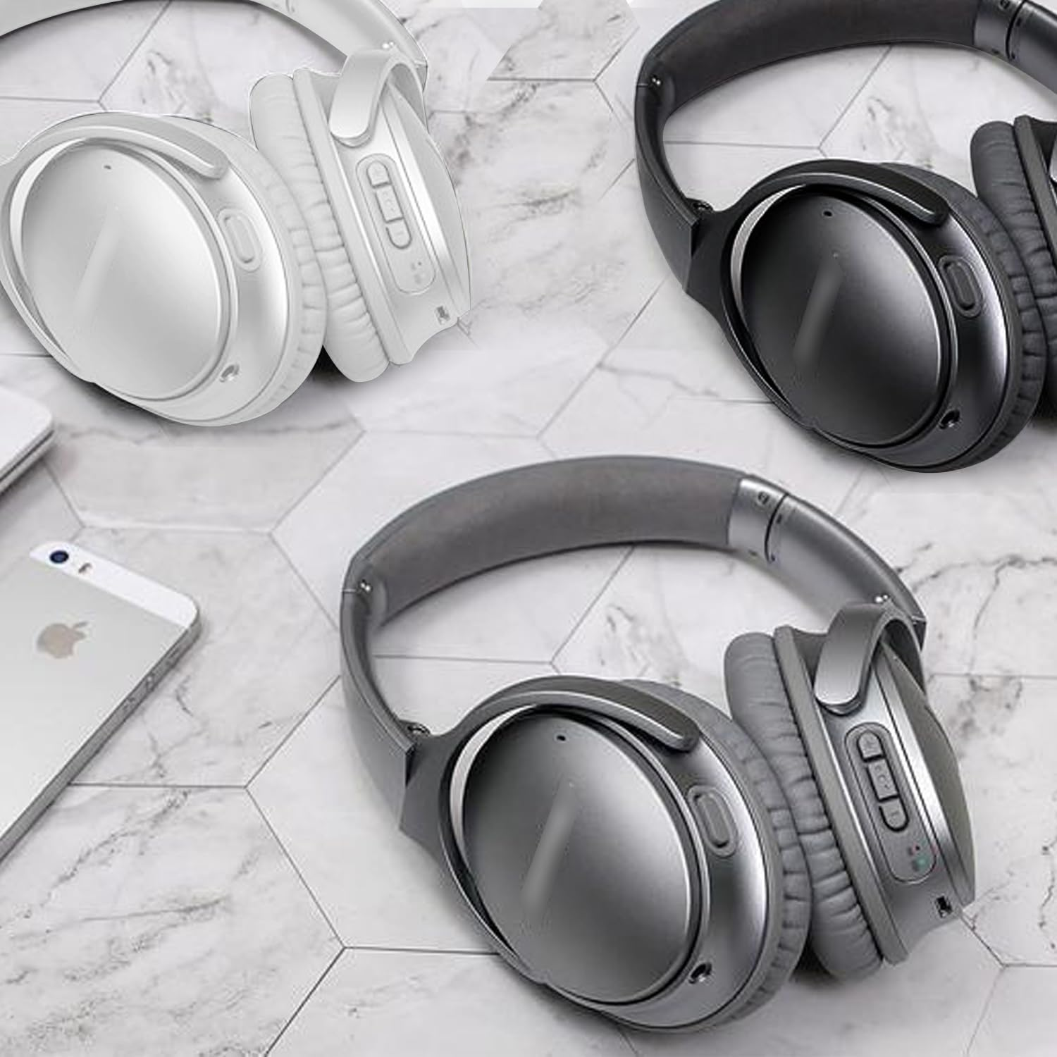 Replacement Earpads Cushions for Bose Quietcomfort 35/Quiet Comfort 35 II (QC 35/QC35 Ii), Headphone Ear Covers, High Density Memory Cotton, Soft Leather, Adaptive Noise Isolation Headphones Pads. - Black image number 3