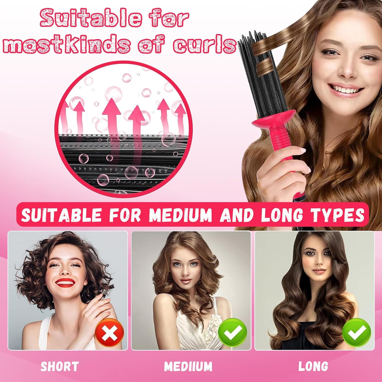 Curling Brush, Hair Curler, Curly Hair Brush, Curling Roll Comb, Curling Brush, Hair Curler Fluffy Curling Roll Comb, Brush Curl Brush, Curl Brush, Hair Rollers for Women, Home, Travel, Dating image number 3