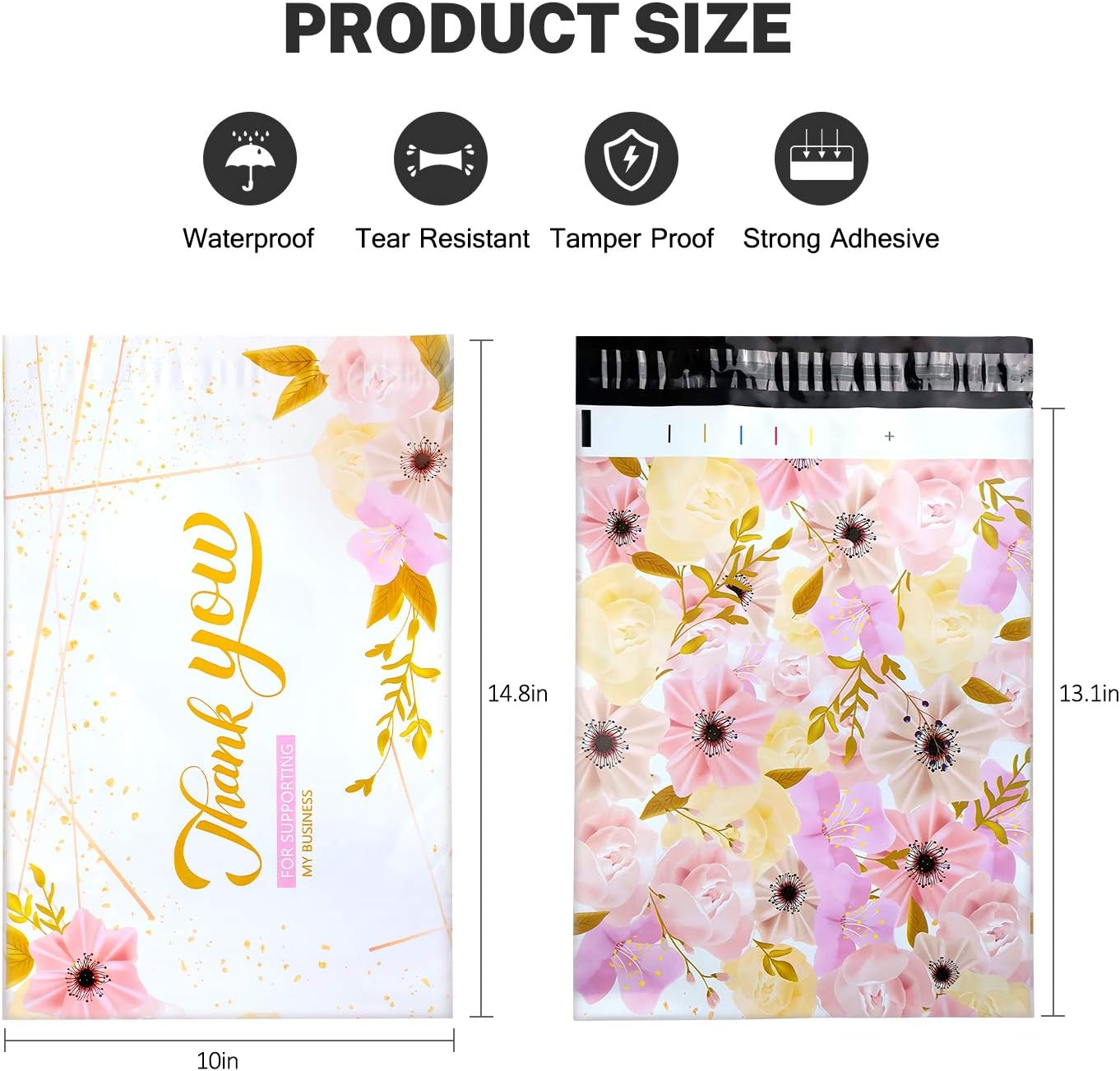 100 Pack Poly Mailers 10X13, Cute Packaging Envelope Mailers Polymailers Packaging for Small Business, Shipping Bags for Clothing Boutique Supplies with Self Seal Strip (Thank You) - Cow image number 4