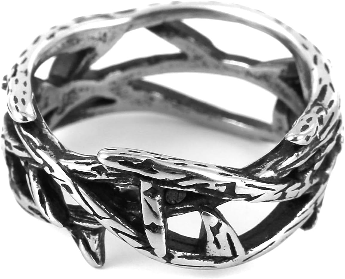 HZMAN Jesus Crown of Thorns Ring for Men Gothic Stainless Steel Ring Jewelry Gift - 12, Silver image number 6