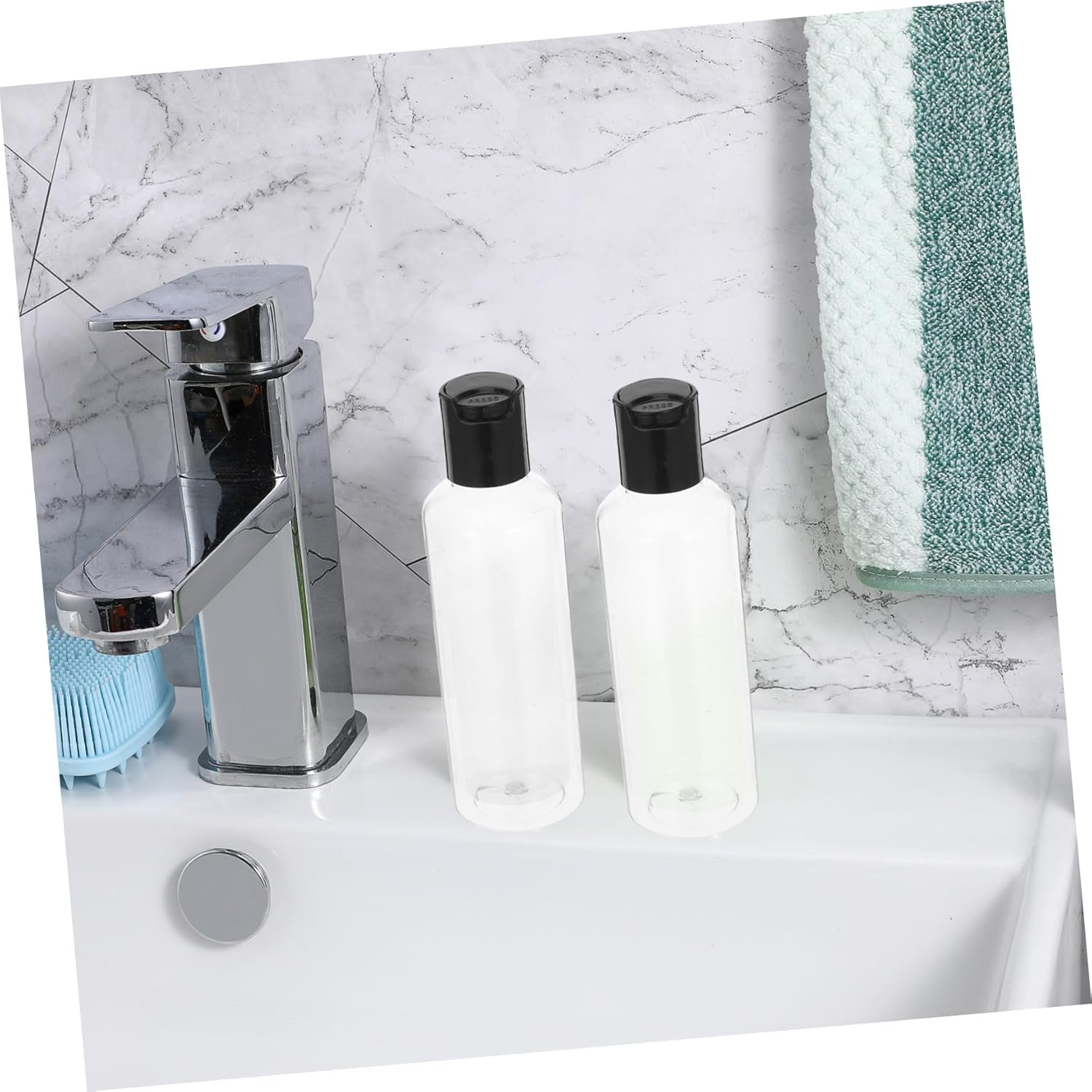 TOPPERFUN Travel Refill Bottles 5Pcs 100Ml Plastic Empty Toiletry Bottles with Disc Top Cap for Shampoo Lotion Cream Travel Containers TSA Approved image number 1