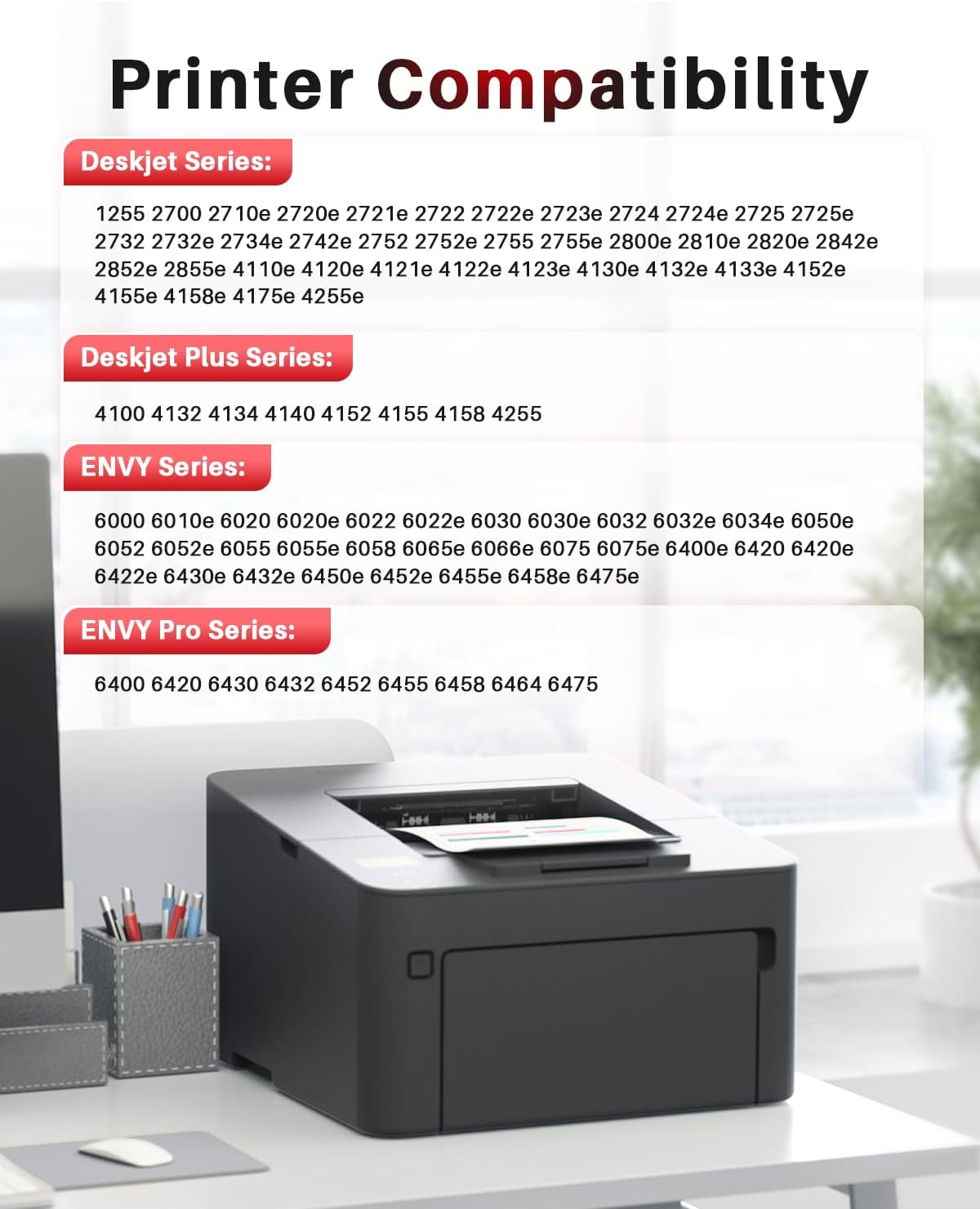 67XL Ink Cartridges Combo Pack Replacement Compatible for HP 67XL 67 XL Work for 6400 6055 6052 6458 2700 2722E 2723E 2755E 2800E 2820E 4100E 4155E 6034E 6420E 6455E 6475 Printer（Black & Tricolor） image number 6