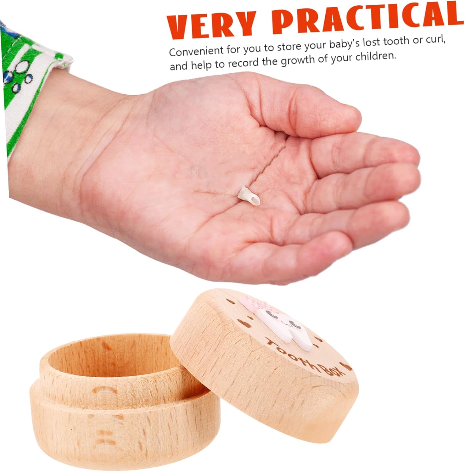 Wooden Tooth Keepsake Box for Kids Modern Simple Design Cute Fairy Tooth Storage for Boys and Girls image number 3