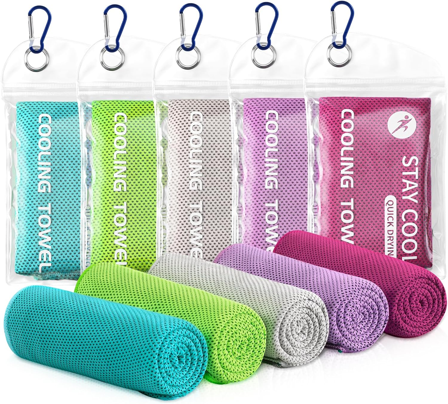 Ymomode Cooling Towels - 5 Pack Gym Towels, Gym Towel for Working Out, Yoga Towel, Quick Dry Towel for Running, Camping, Fitness & More Activities