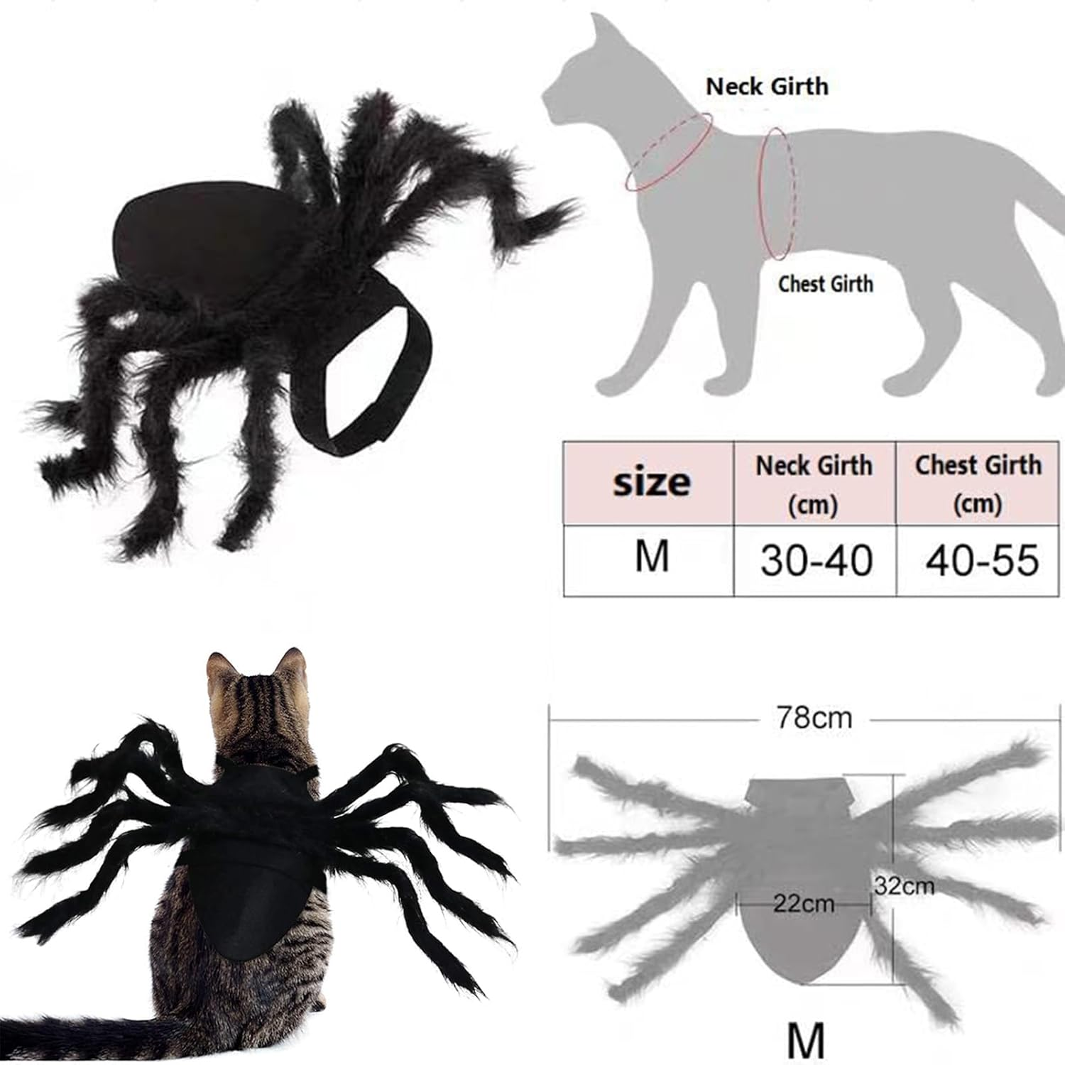 Halloween Spider Costume, Pet Decorations, Decor Party Supply, Cosplay Costumes with Adjustable Velcro, Cosplay Costumes for Small-Medium Dogs & Cat, Puppy Dress up Accessories Black image number 3