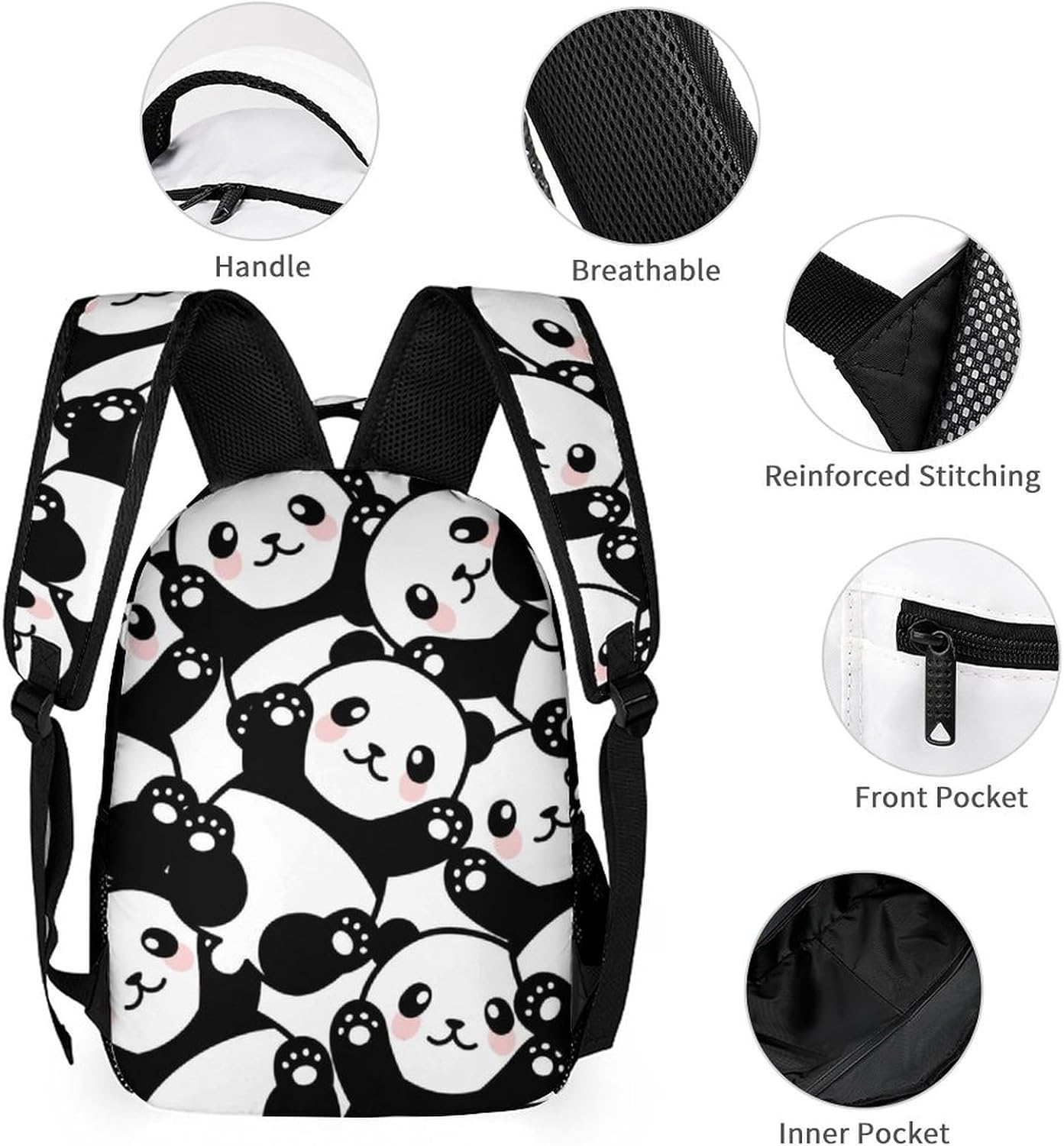 Homieblanket Panda Backpack for Kids Girls Boys School, 16 Inches Panda Bookbag, Panda Backpack for School image number 1