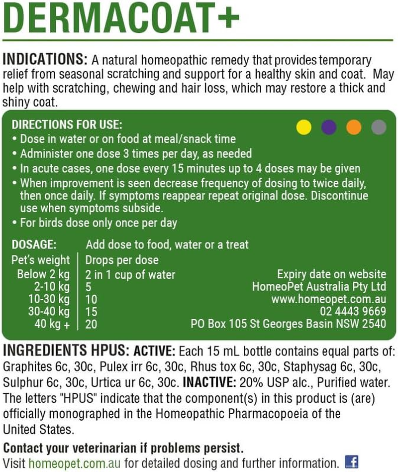 Homeopet Australia Dermacoat+ (Previously Skin and Itch)