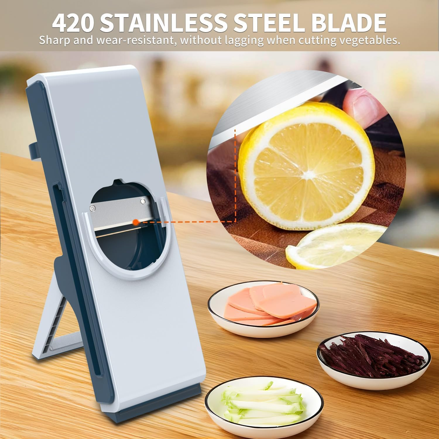 Safe Mandoline Slicer - Potato Slicer, Adjustable Vegetable Food Slicer Chopper, French Fry Cutter, Julienne Slicer, Professional 3 in 1 Chopping Artifact for Kitchen Chef Meal Prep