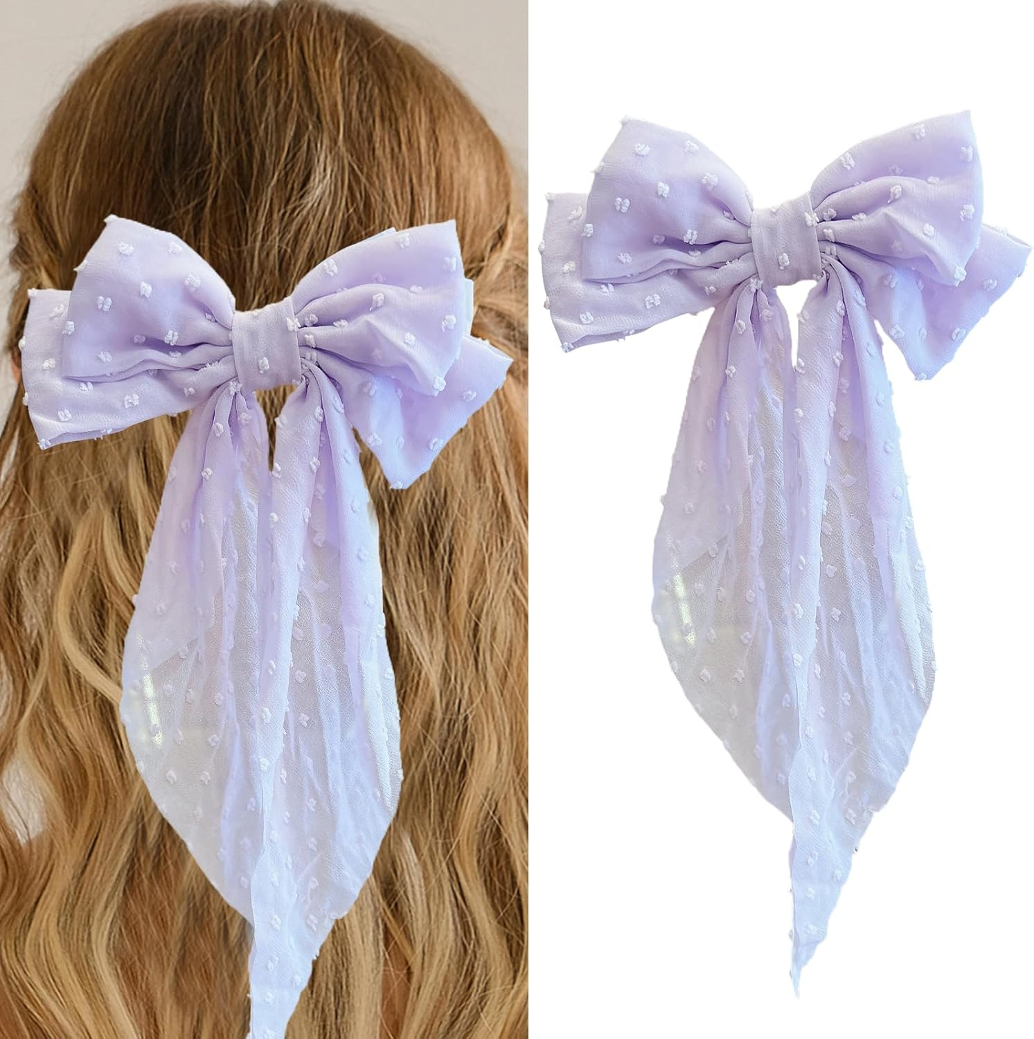 Large Satin Blue Bows - Oversized French Hair Clip Set for Birthday, Wedding, Christmas