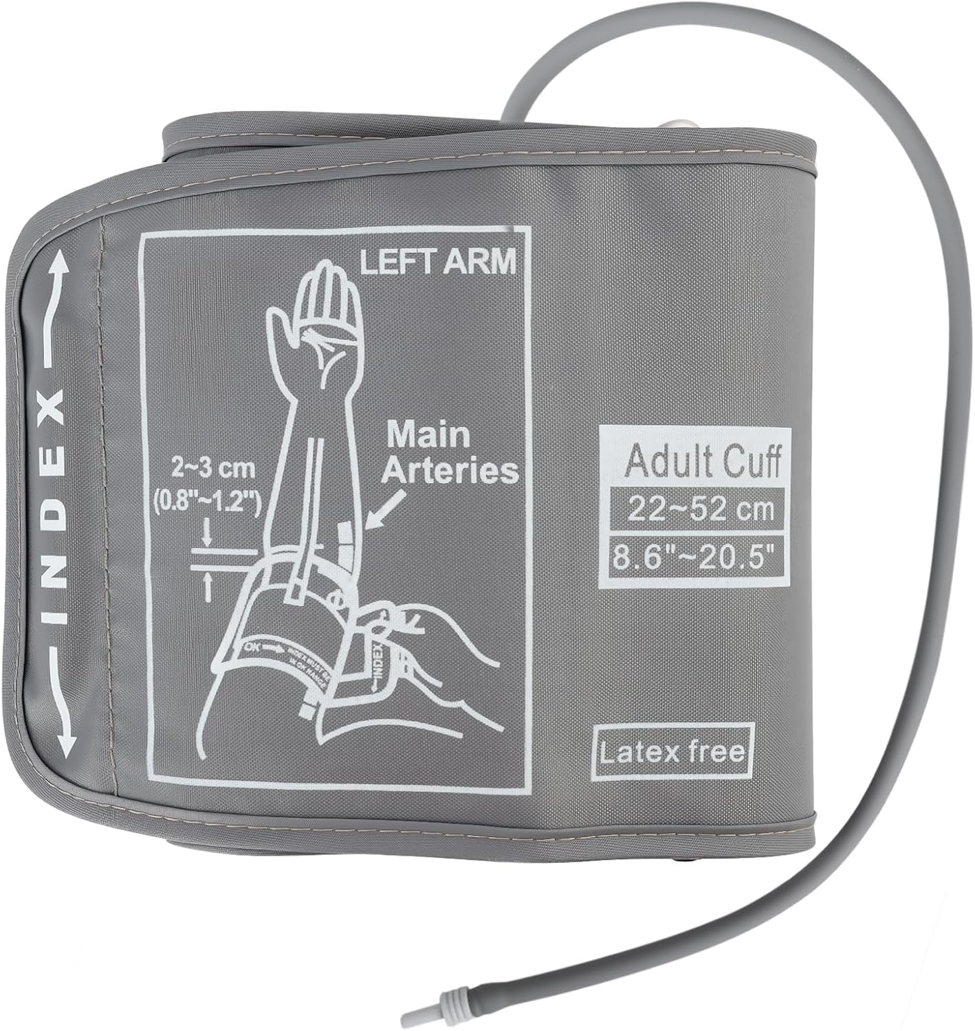 Extra Large Blood Pressure Cuff Compatible with Omron 22-52CM, Digital Upper Arm Blood Pressure Monitor, Blood Pressure Cuff with 4.6Mm Connectors, Replacement XL Cuff Compatible with Omron (Grey) image number 1