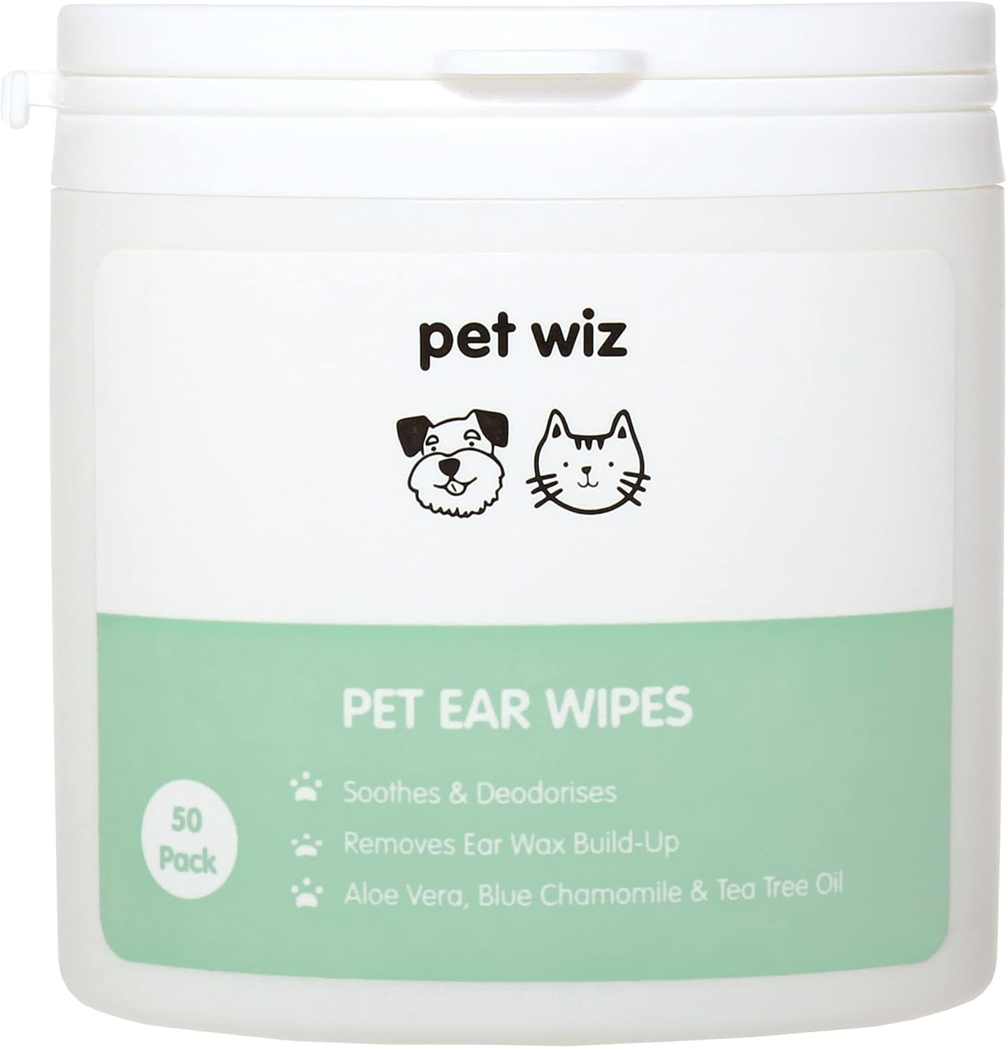 Pet Wiz Ear Wipes for Dogs & Cats. Clean, Soothe & Deodorise with Natural Active Ingredients Aloe Vera, Witch Hazel, Tea Tree Oil and Blue Chamomile Extract. image number 3