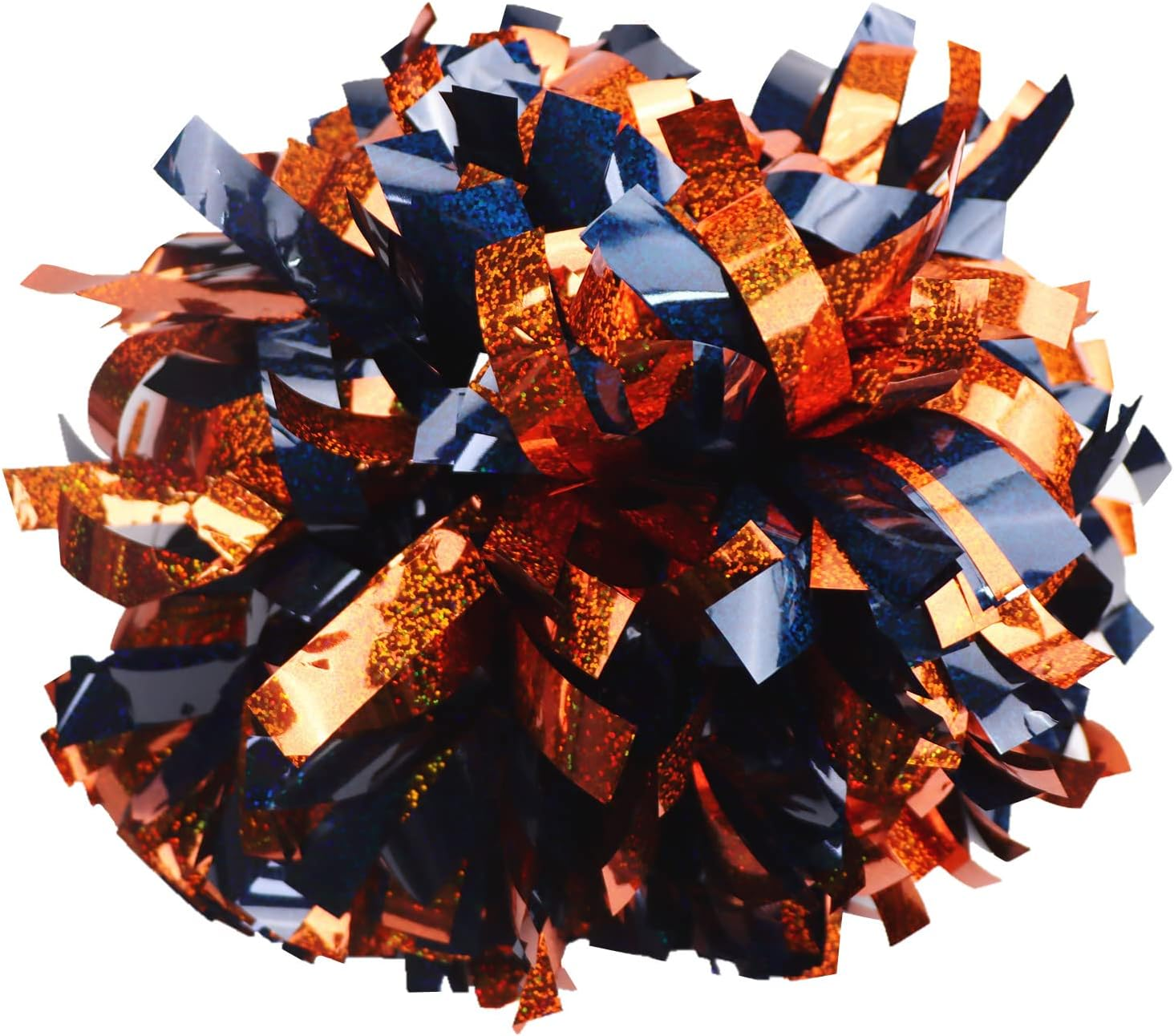 Gbateri 2 Pack 6 Inches Metallic Holographic Cheerleading Pom Poms with Baton Handle, Cheerleader Poms Cheer Pom Pom, Cheering Pom Poms for Team Spirit Sports Dance Party Kids Adults