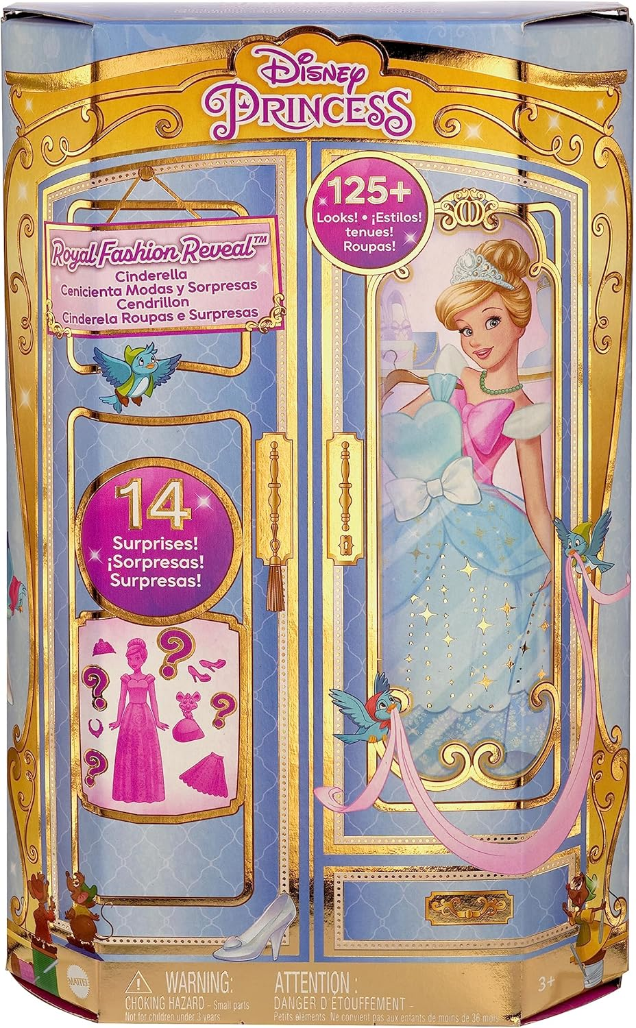 Mattel Disney Princess Toys, Cinderella Fashion Doll and Friend with 12 Surprise Fashions and Accessories, Inspired by the Disney Movie, Gifts for Kids image number 6