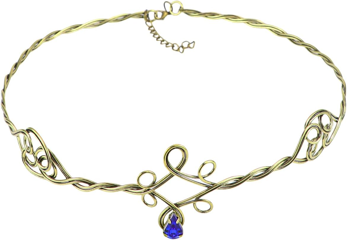 ZJIVQO Forehead Head Band Iron Circlet for Women Woven Forehead Band Crystals Tiaras Hair Band Gold Hair Hoop with Jewels Crystal Rhinestone Wedding Head Band Princess Crown Headband Tiara （Blue）, image number 2