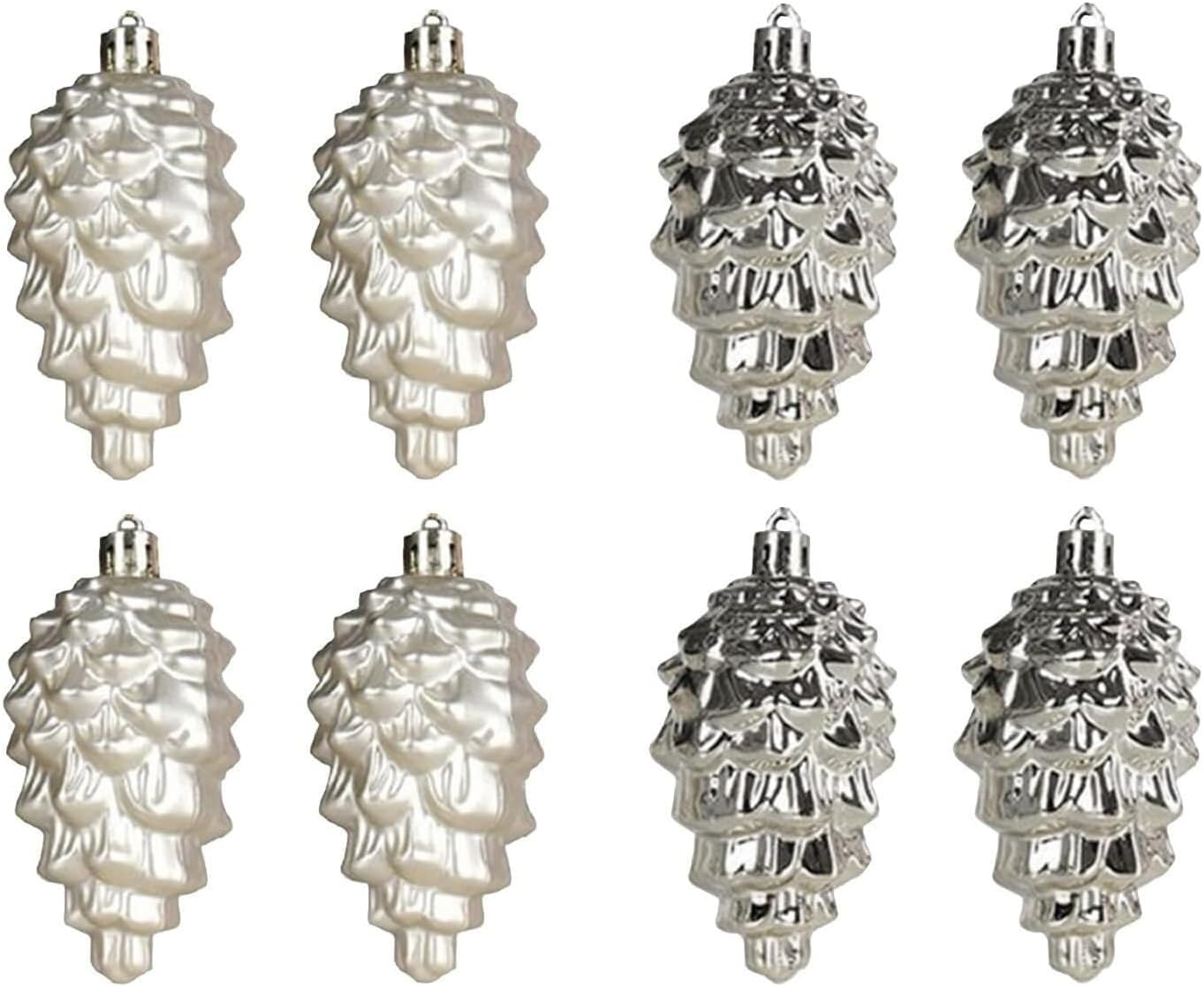 Christmas Baubles Christmas Ball Ornaments 8Pcs Christmas Ball Christmas Decorations Christmas Tree Pinecone Ornaments Hanging for Christmas Tree Decor Christmas Balls Set Xmas Balls (Color : Silver image number 3