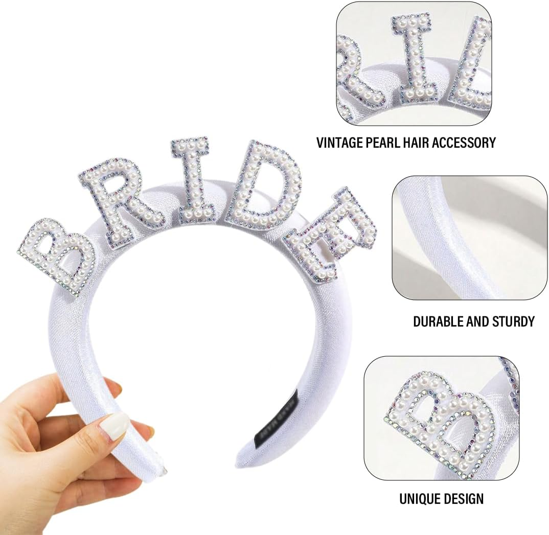 WUSJCOF 1 X Bridal Headbands, Bridal Headbands, Bridal Hair Accessories, Bridal Headbands for Wedding, Bachelorette Party, Engagement image number 5