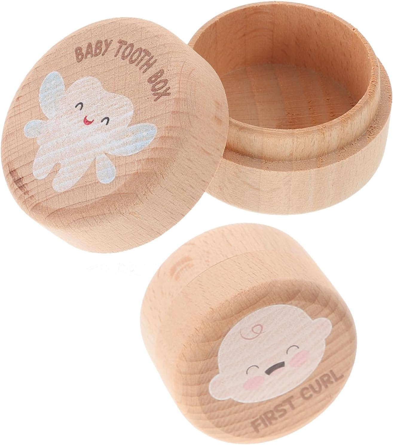 NOLITOY 2Pcs Wooden Tooth Keepsake Box for Boys and Girls Baby Tooth Storage Container First Lost Keepsake Case Natural Wood Baby Shower Birthday image number 1