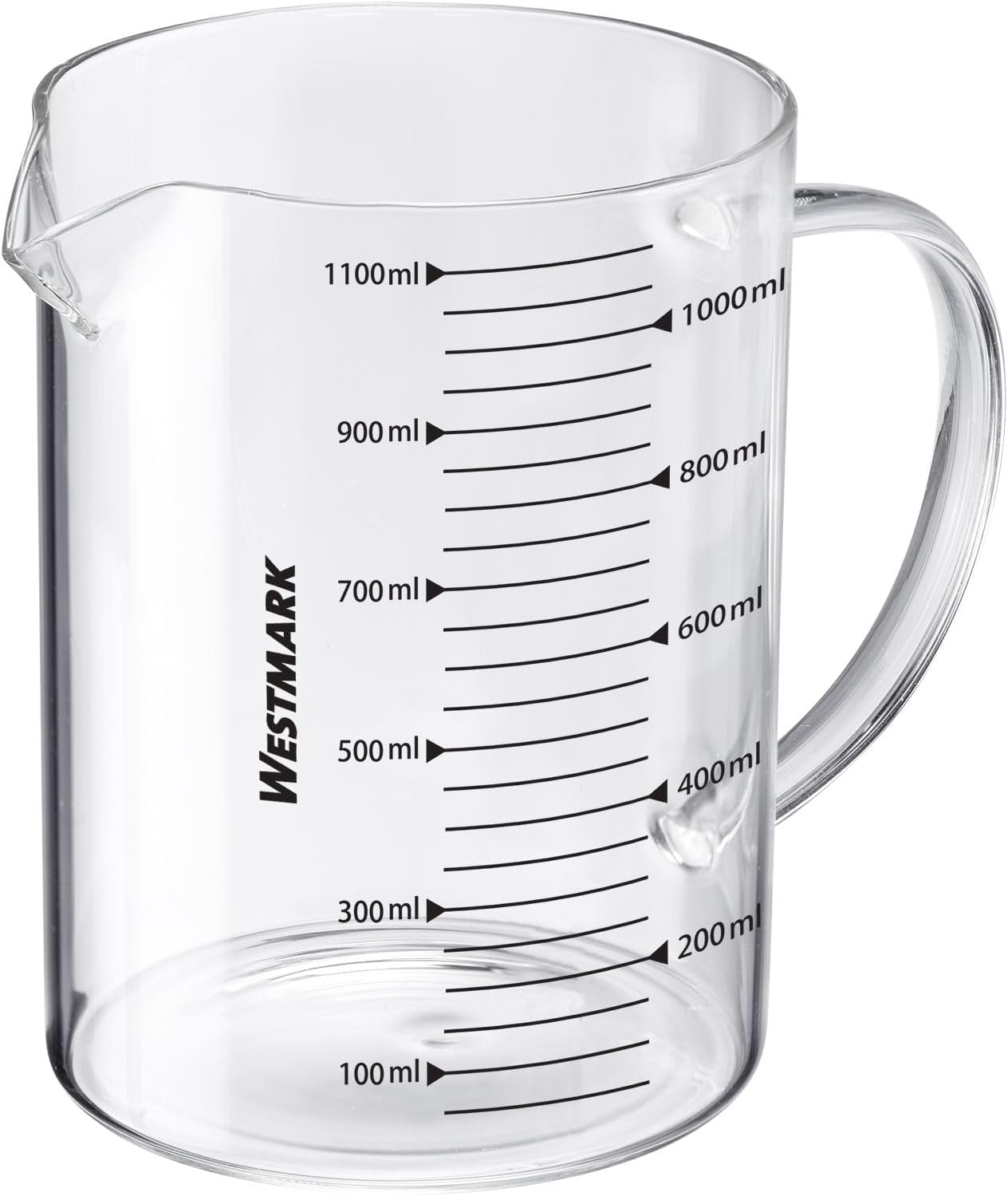 Westmark Glass Measuring Jug - Ideal for Measuring Ingredients in Baking and Cooking, Microwave Safe, Temperature Resistant, Egonomic Handle - 1.1 Litre