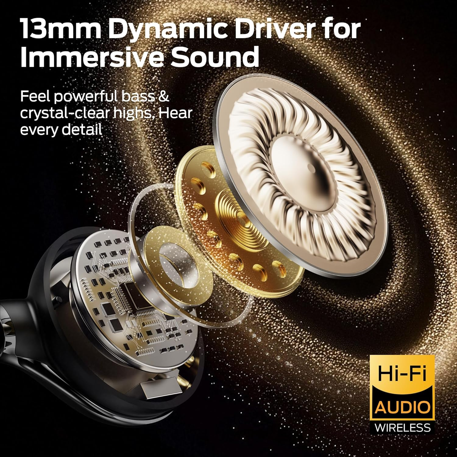 Monster Open Ear AC225 Headphones, Bluetooth 6.0 Wireless Earbuds, Stereo Sound, Lightweight Comfort Clip-On Earbuds with ENC Mic for Clear Calls, 36H Playtime, Touch Control, IPX6 Waterproof, Black image number 4