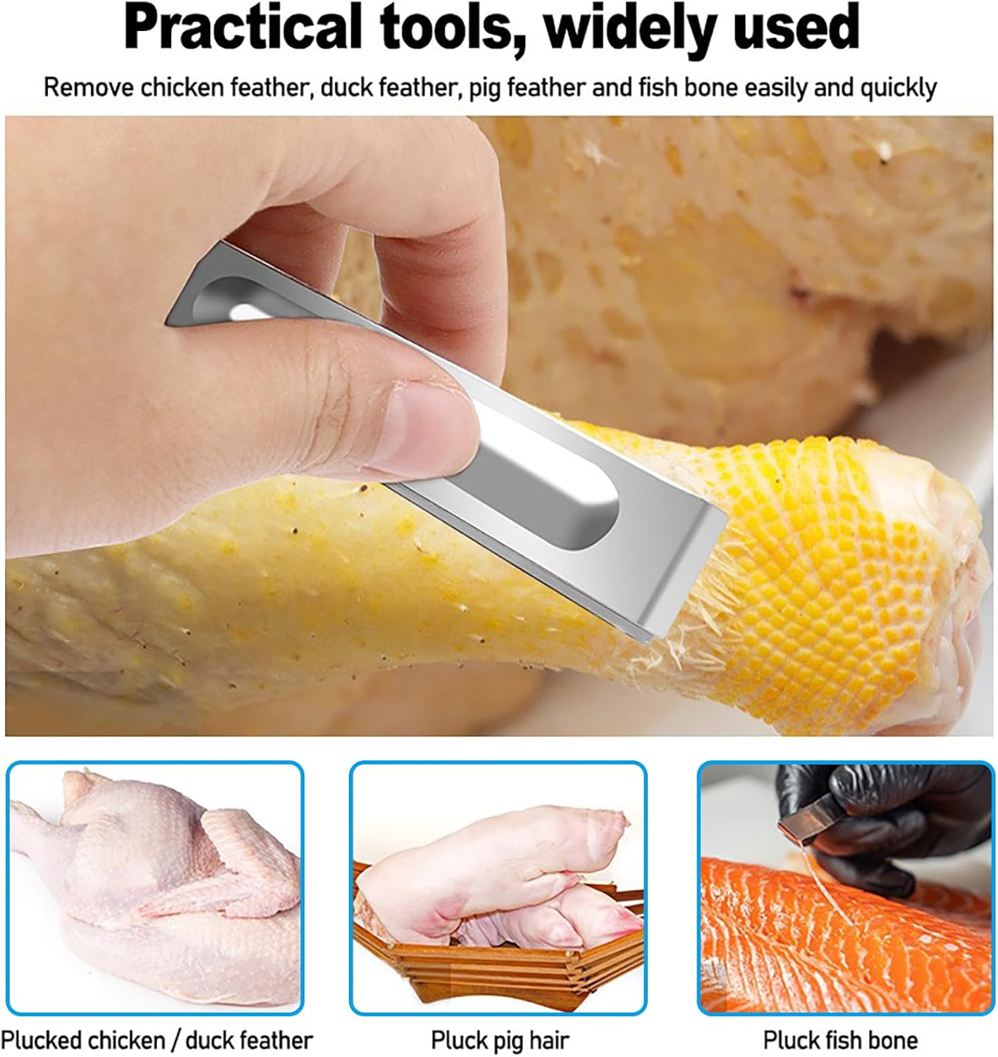 4Pieces Fish Bone Tweezers Upgraded - Global Japanese Pin Tweezer Pliers Curved Non-Slip Grip Set Remover Kitchen Tool Flat Bevel Edge Stainless Steel Fishbone Clips image number 6