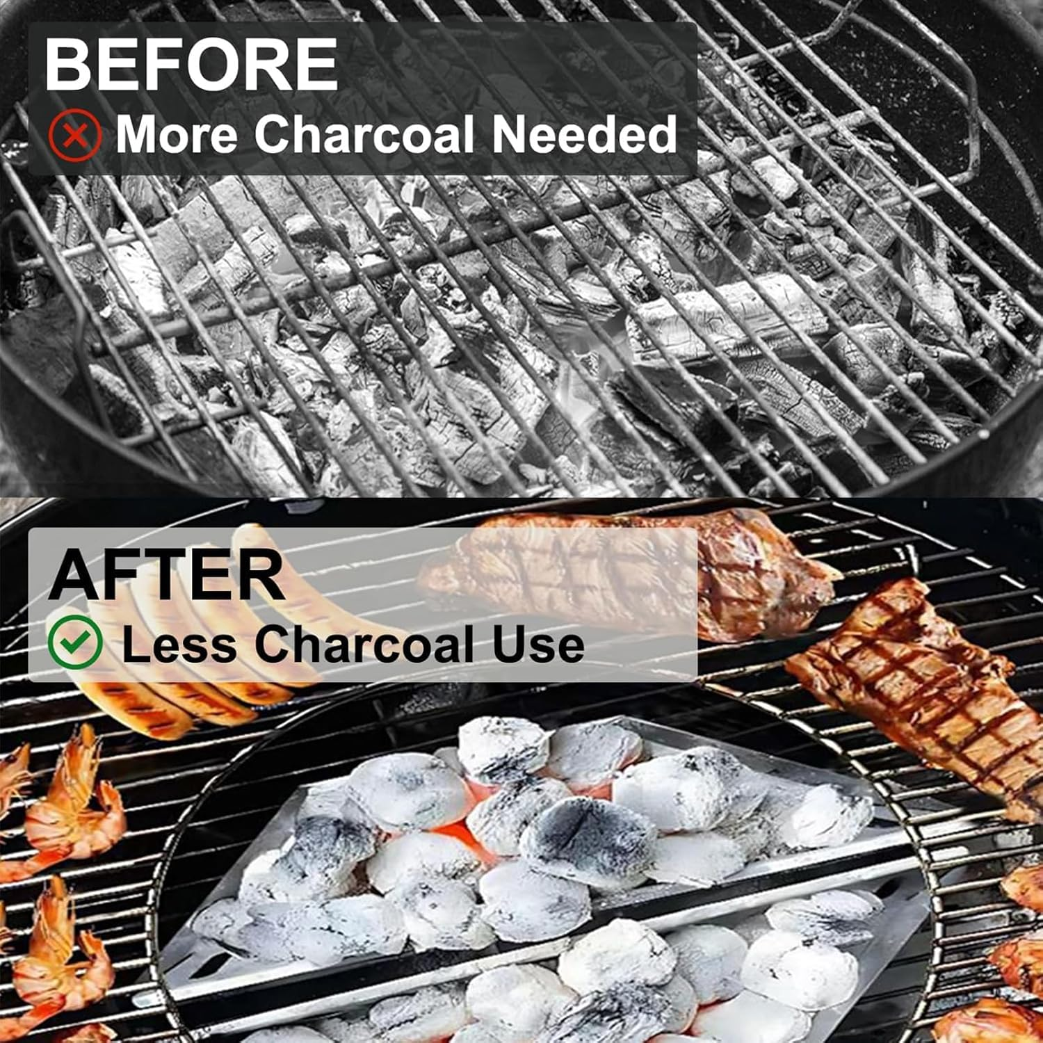 2 Pcs Charcoal Baskets, Steel Charcoal Holders for BBQ, Outdoor Grill Baskets, BBQ Accessries, Fits Most Barbecues and Most Kettle Grill image number 2