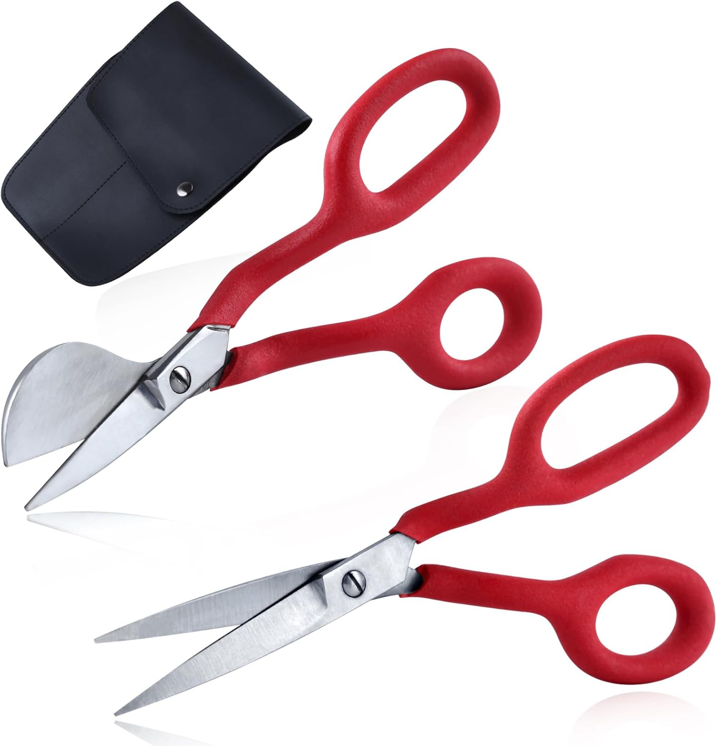 SPEEDWOX Scissors 7" 2 Pack Stainless Steel Duckbill Applique and Machine Embroidery Double Curved Carpet Pile Offset Handle Scissors image number 1