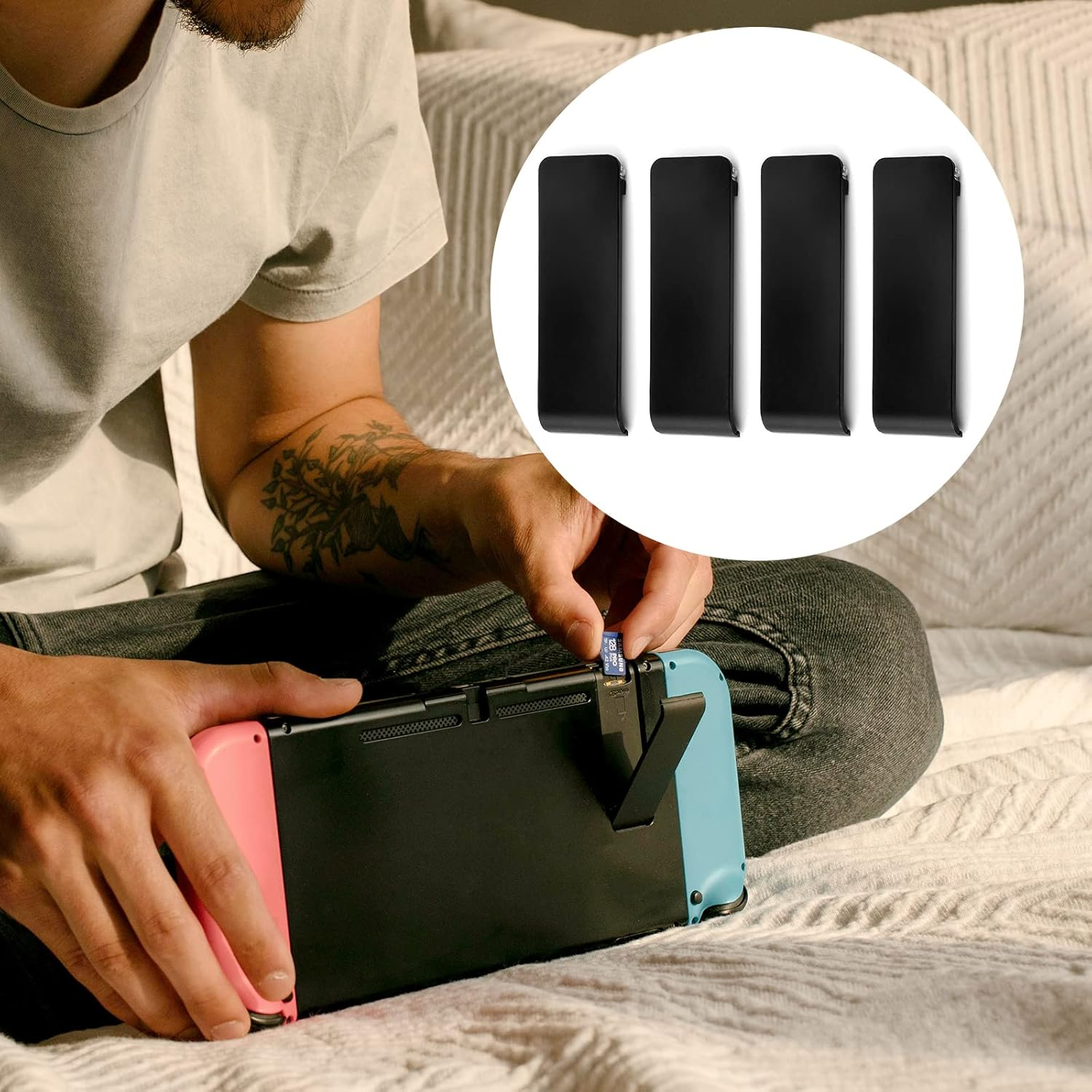 LUTER Back Stand Replacement for Nintendo Switch, 4Pcs ABS Kickstand Compatible with Switch Console (Black) image number 3