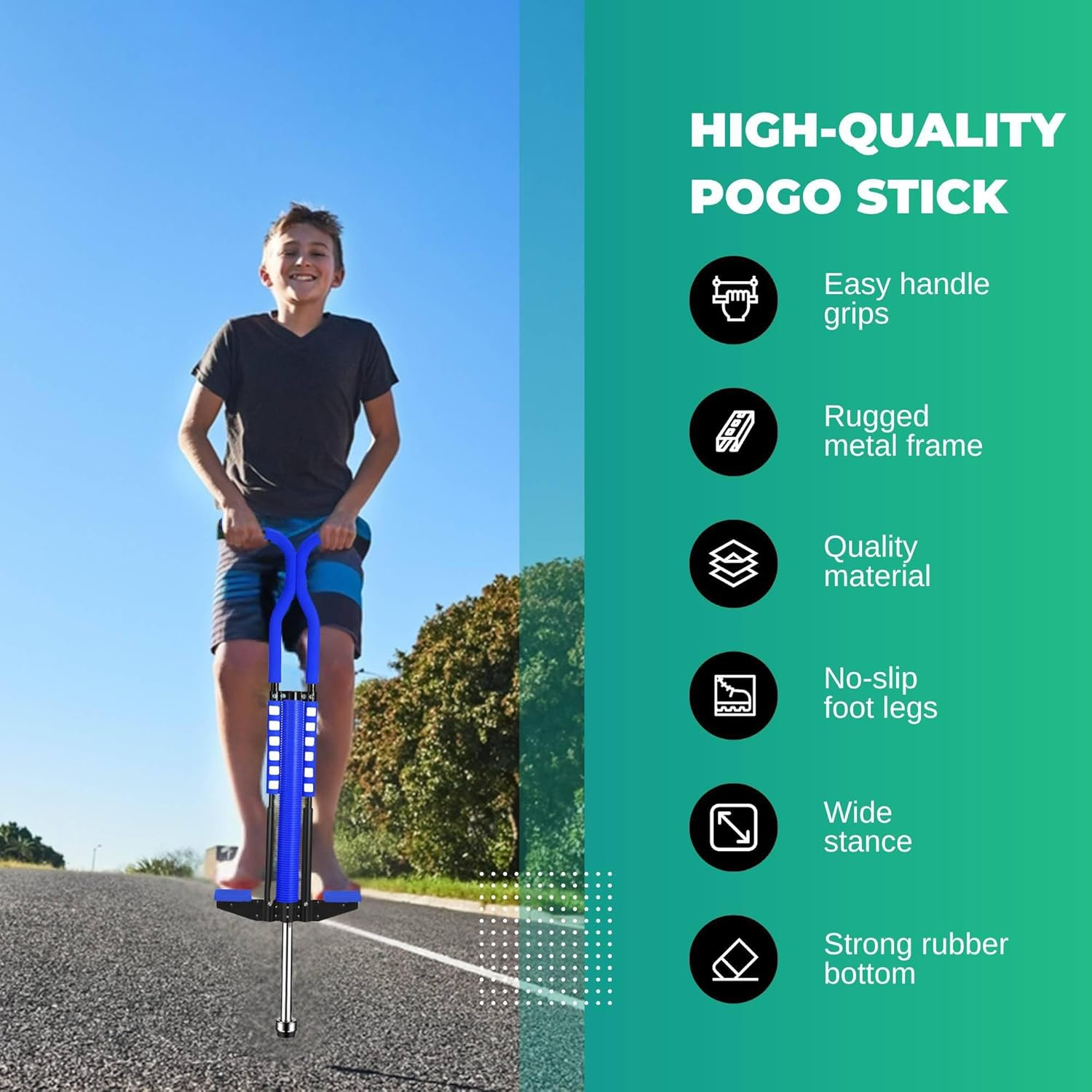 Blue Pogo Stick Kids - Childrens Jumping Jackhammer Exercise Hopper Toy image number 1