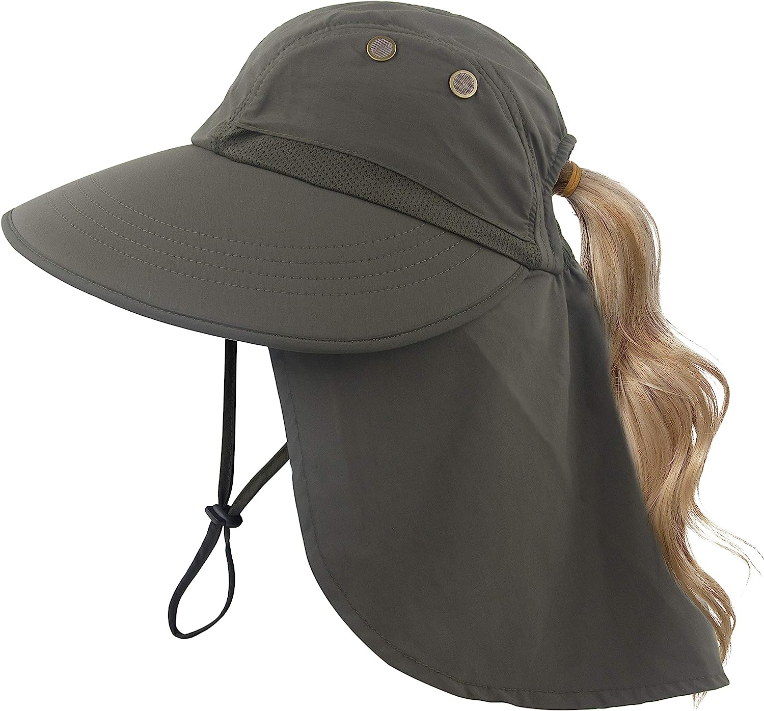 Muryobao Women'S Sun Hat Outdoor UV Protection Foldable Packable Mesh Hat Wide Brim Summer Beach Fishing Cap with Neck Flap