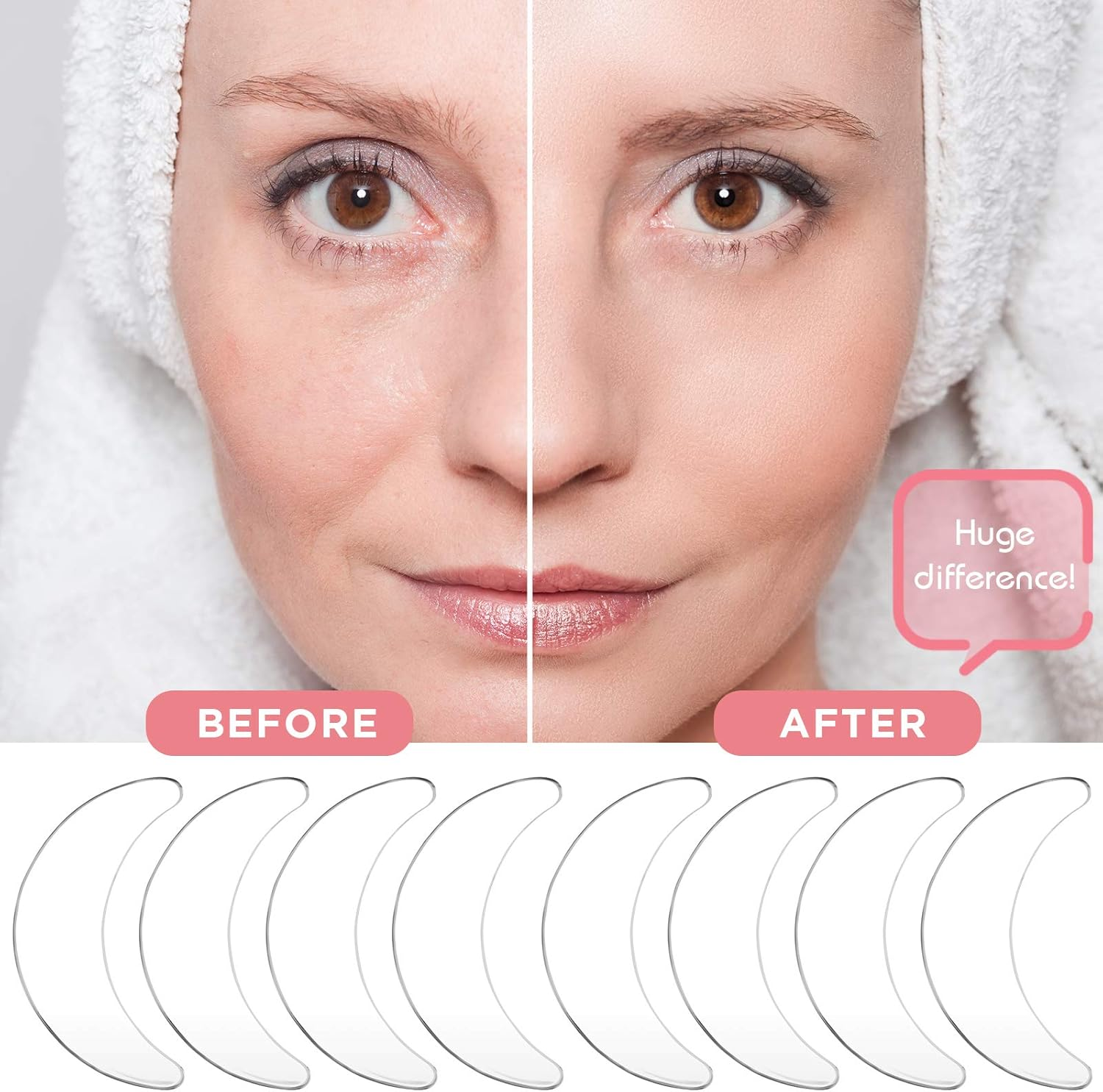 Syhood 12 Pieces Silicone Eye Wrinkle Pads anti Aging Silicone Pads Reusable Reduce Skin Wrinkles under Eye Patches Cleavage for Mouth and Eyes(Transparent) image number 5