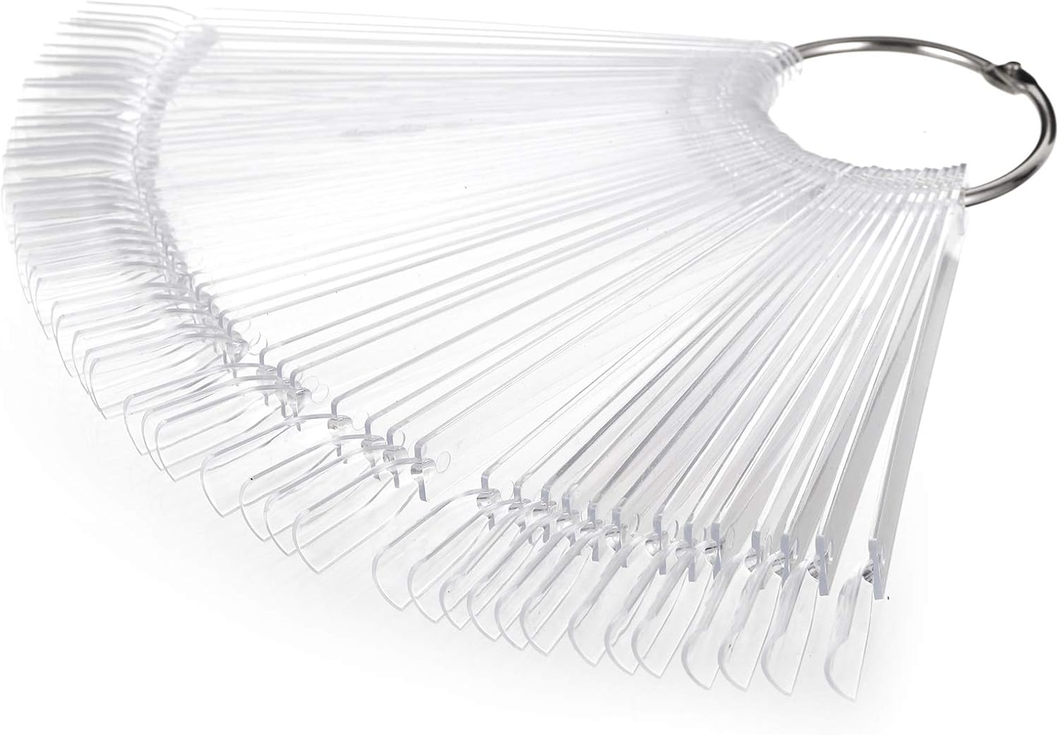 Hedume 12 Set Total 600 Tips Clear Nail Swatches Sticks with Metal Screw Split Ring Holder, Transparent Fan-Shaped Nail Art Tips, Nail Art Supplies for Nail Art Polish Display and Home DIY image number 3