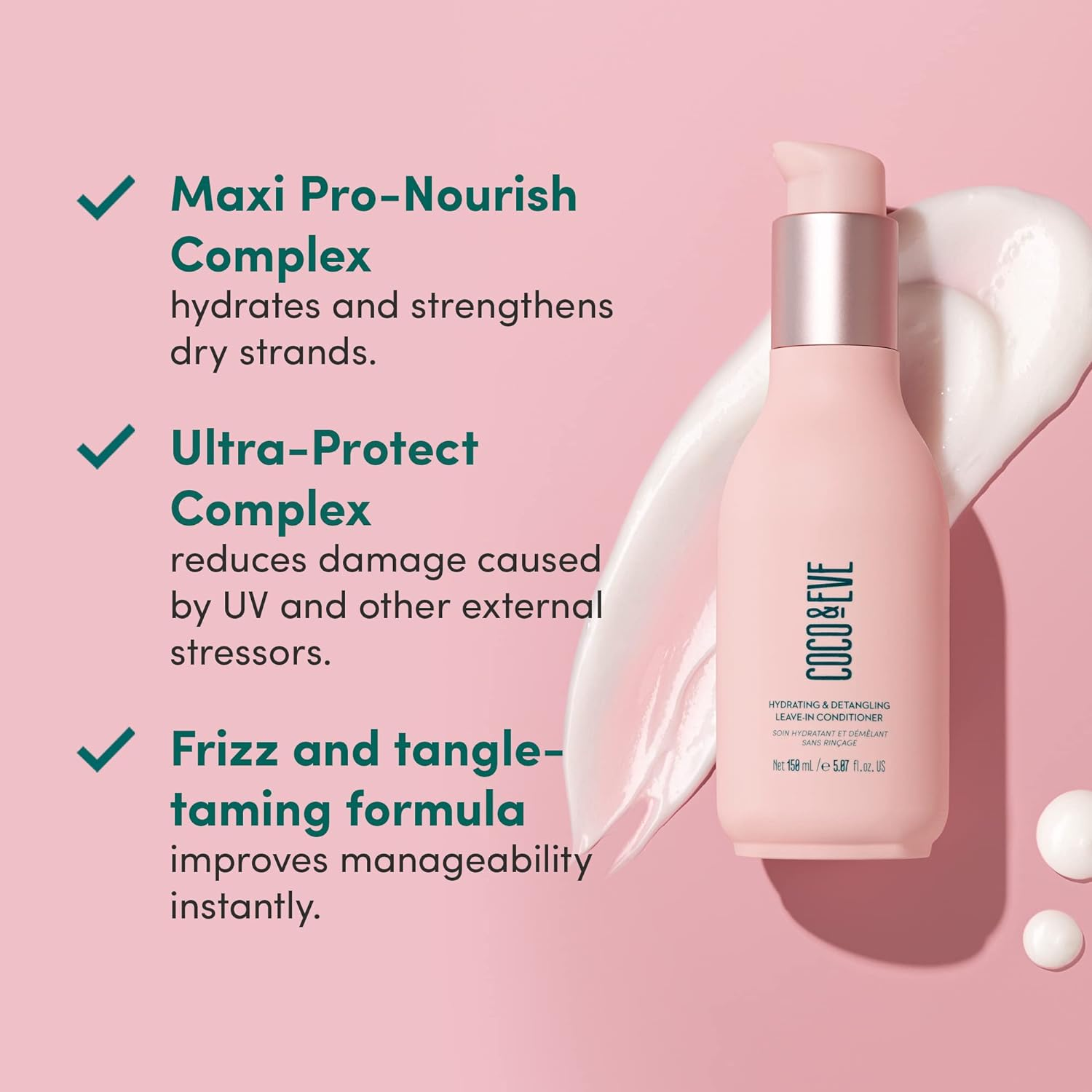 Coco & Eve Moisturising & Detangling Leave-In Conditioner. Coconut, Avocado Oil, Vitamin a and E for Conditioning, Smoothing, Detangling, Minimising Cracks and Split Ends. (150Ml) image number 4