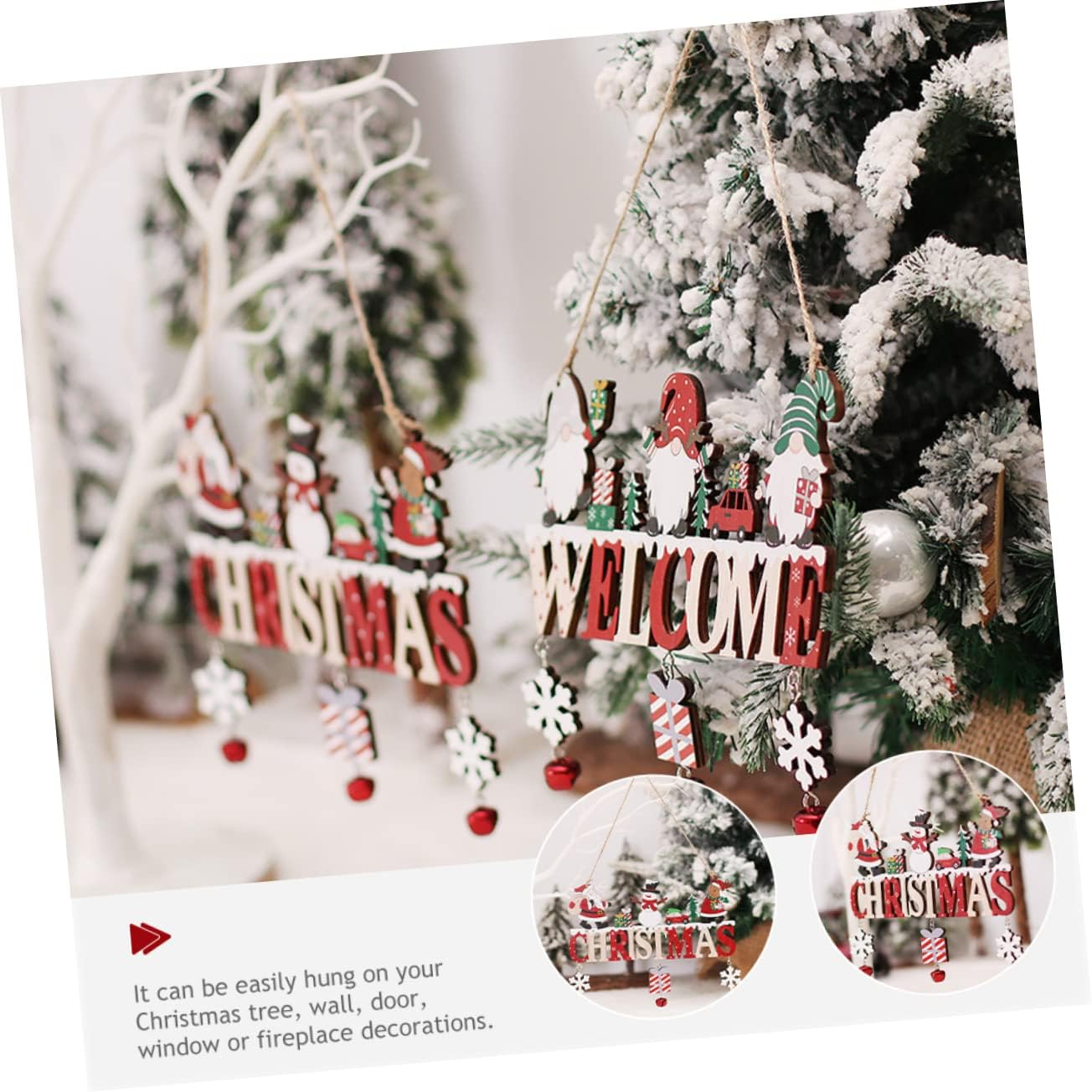 Old Man Snowman House Pendant Welcome Sign for Front Door Christmas Welcome Signs for Porch Decoration Christmas Home Decorations image number 6