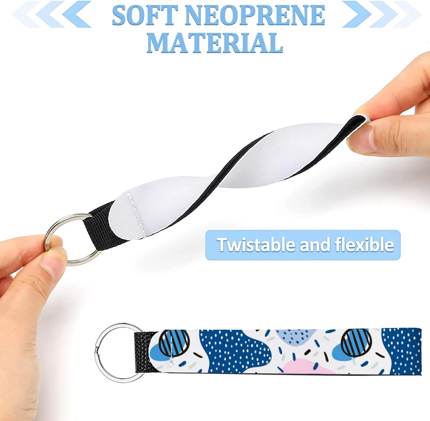 16 Pieces Sublimation Blanks Wristlet Keychain DIY Blank Wrist Lanyard White Neoprene Keychain Wristband Lanyard Wristband Keychain for Summarize Small Pendants Such as Keys image number 6
