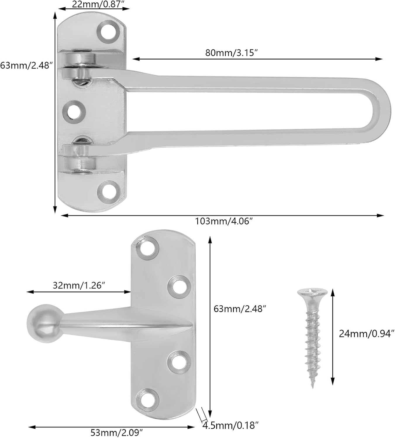 Fsfsdg 2 Pack Latch Guard Clasp Front Door Locks Home Security Door Lock for Swing-In Doors, Hotel Door Latches image number 2