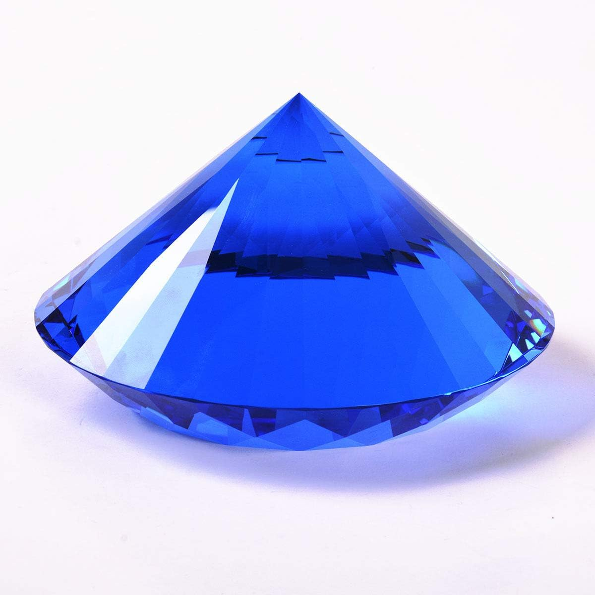 Blue Crystal Glass Diamond Shaped Decoration 80Mm Jewel Paperweight - Green image number 6
