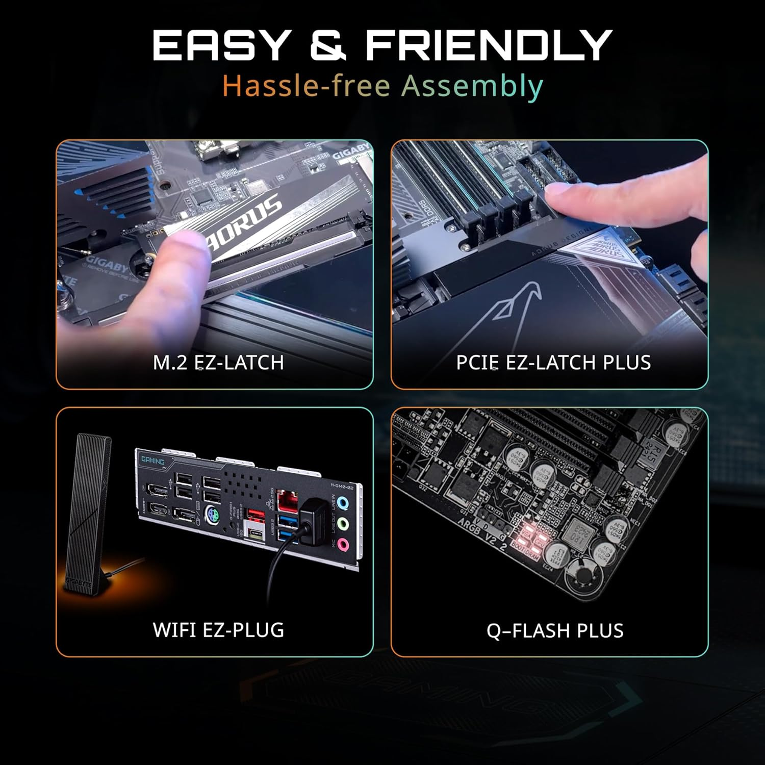 GIGABYTE B850 AORUS Elite WIFI7 AMD AM5 LGA 1718 Motherboard, ATX, DDR5, 3X M.2, Pcie 5.0, USB-C, WIFI7, 2.5Gbe LAN, Ez-Latch, 5-Year Warranty image number 4