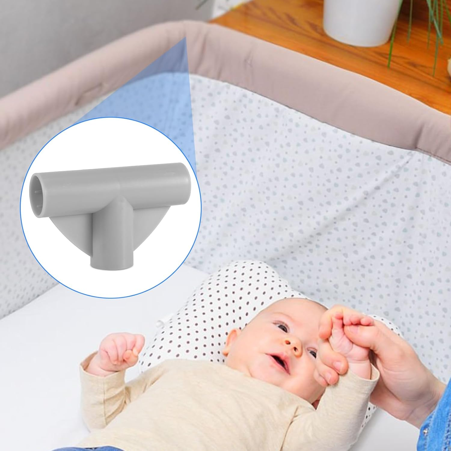 2Pcs Baby Playpen Parts T-Shaped Joints, 0.98 Inch Inner Diameter Baby Playpen Replacement Connectors Baby Playpen Accessories Playpen Replacement Parts for Baby Play Yard (Gray) image number 1