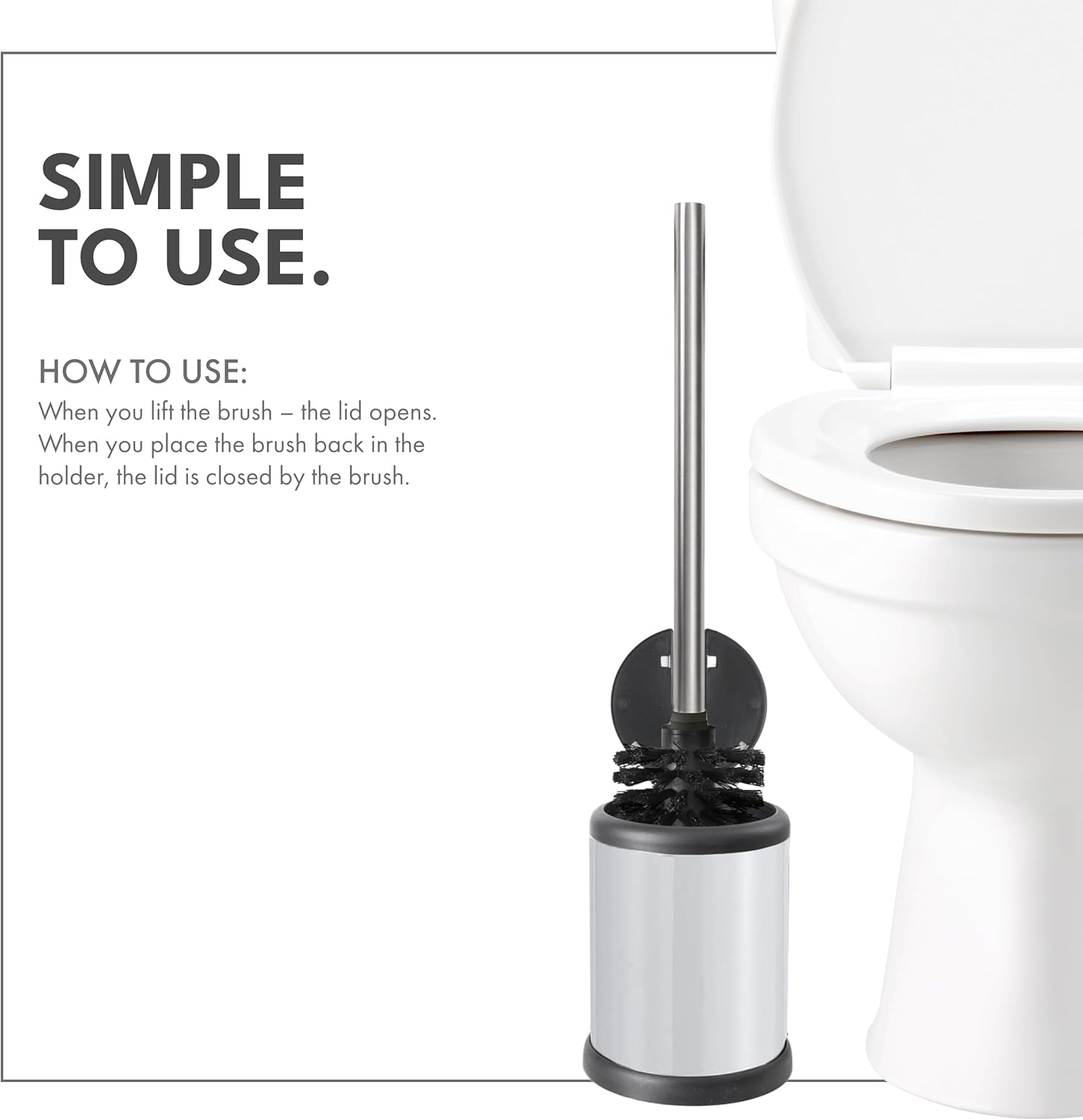 Toilettree Products Deluxe Toilet Brush with Lid - Stainless Steel image number 6