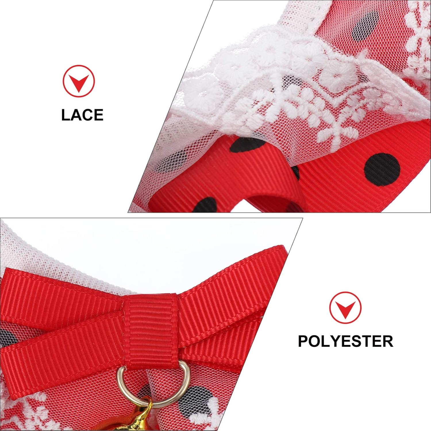 Mipcase 3Pcs Cat Bow Collar Bell and Lace Necklace for Party Christmas Wedding Occasion Cute Cat Bow Scarf Neckwear for Special Events image number 3