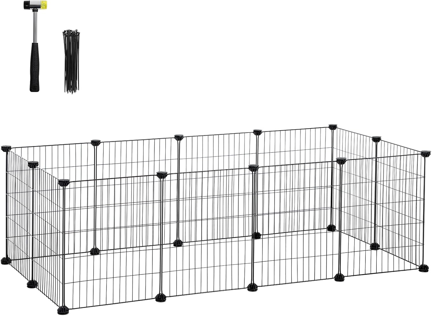 SONGMICS Guinea Pig Playpen, Indoor Rabbit Run Hutch Cage, Large Exercise Enclosure, DIY Metal Modular Fence for Hamster, Pet, Small Animals, White LPI01W